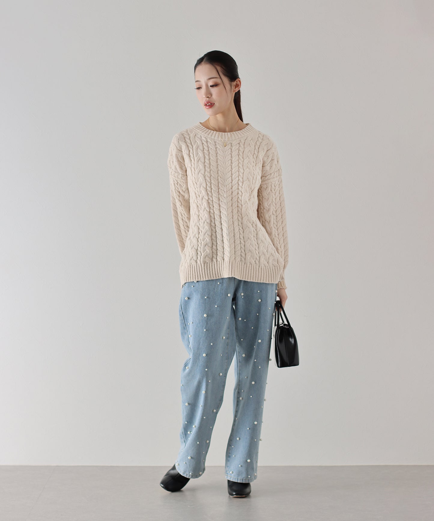 【SALE】ボリュームケーブルニット