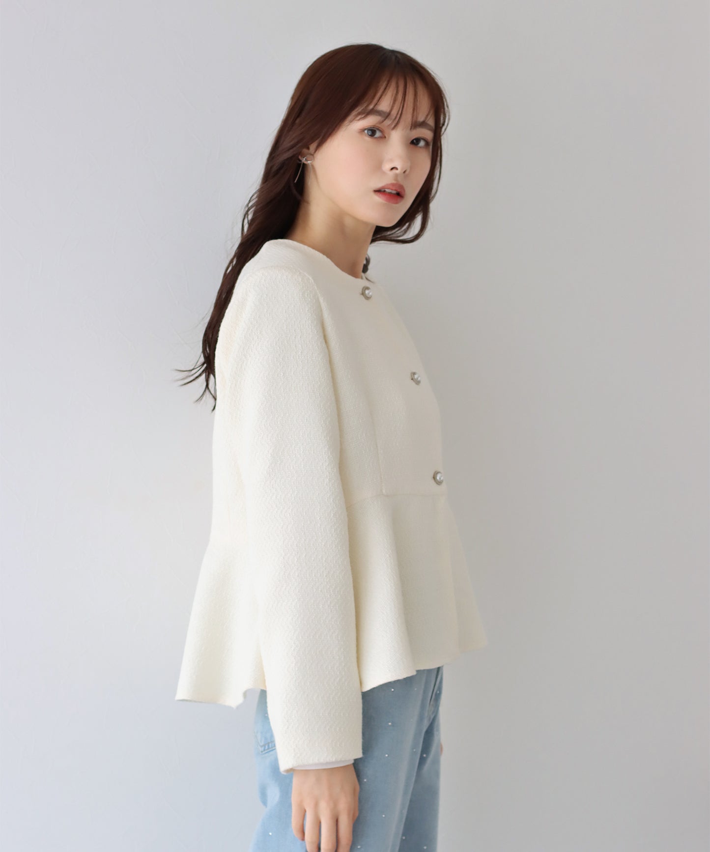 【TIME SALE】ペプラムツイードジャケット