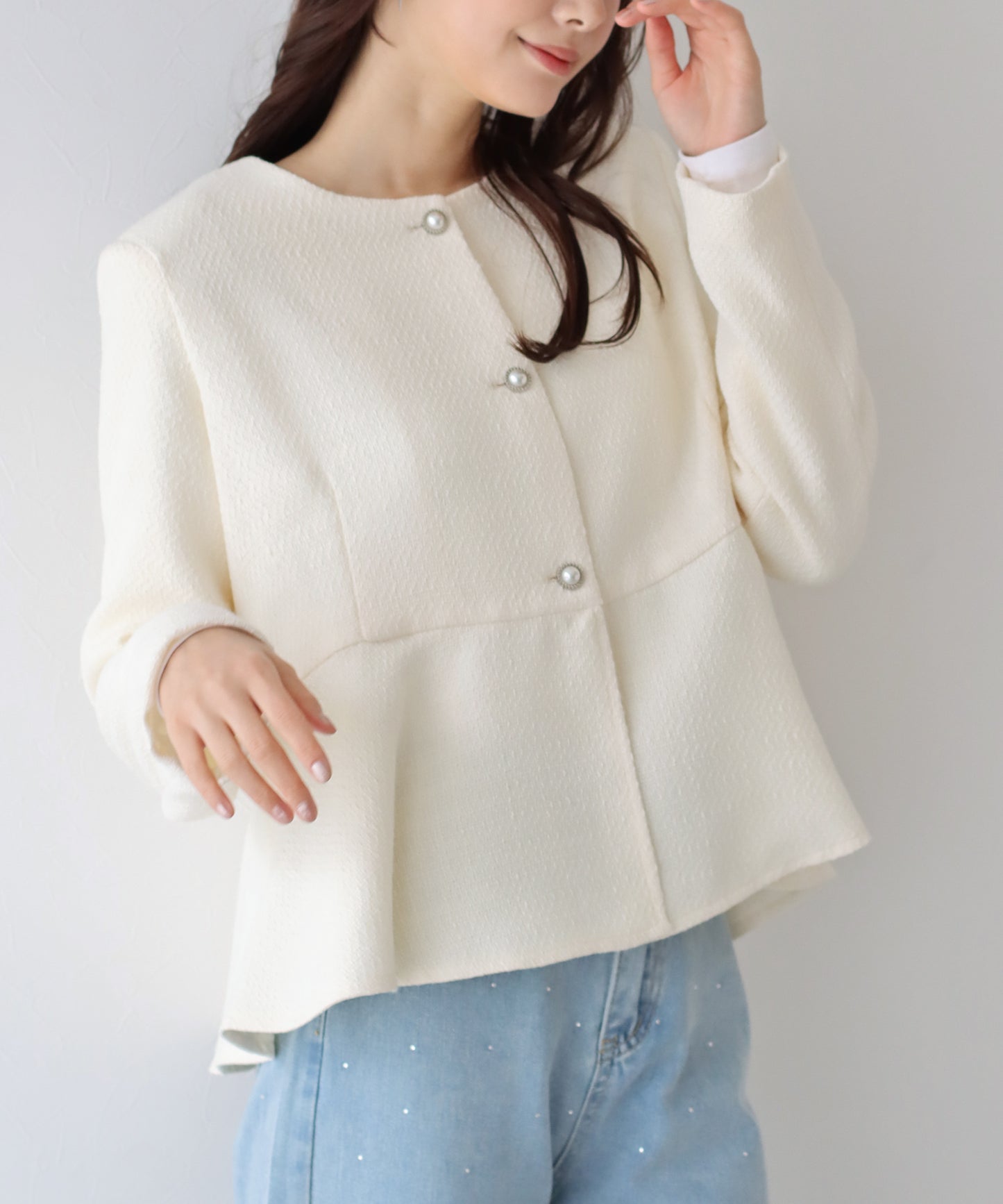 【TIME SALE】ペプラムツイードジャケット