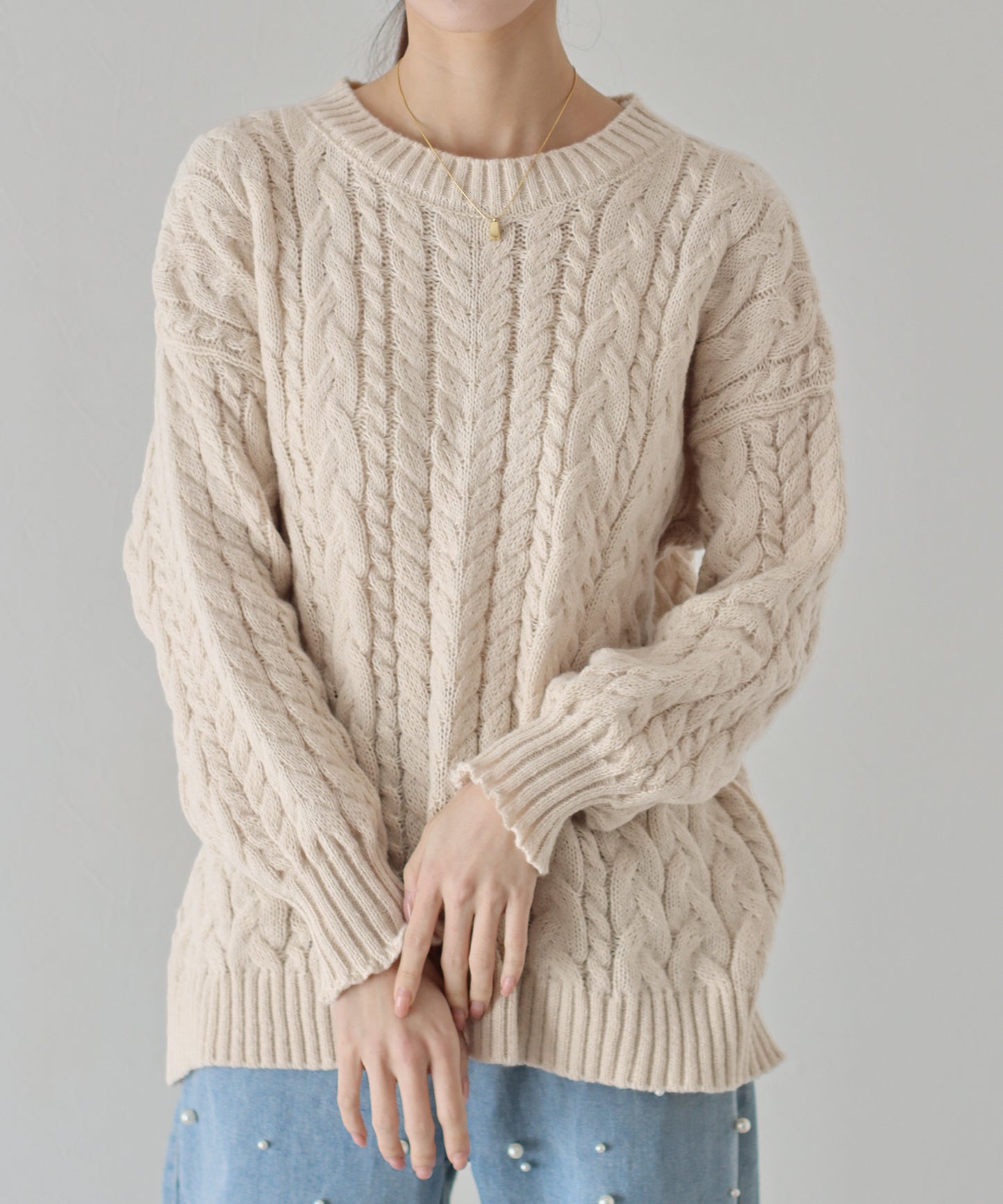 【SALE】ボリュームケーブルニット