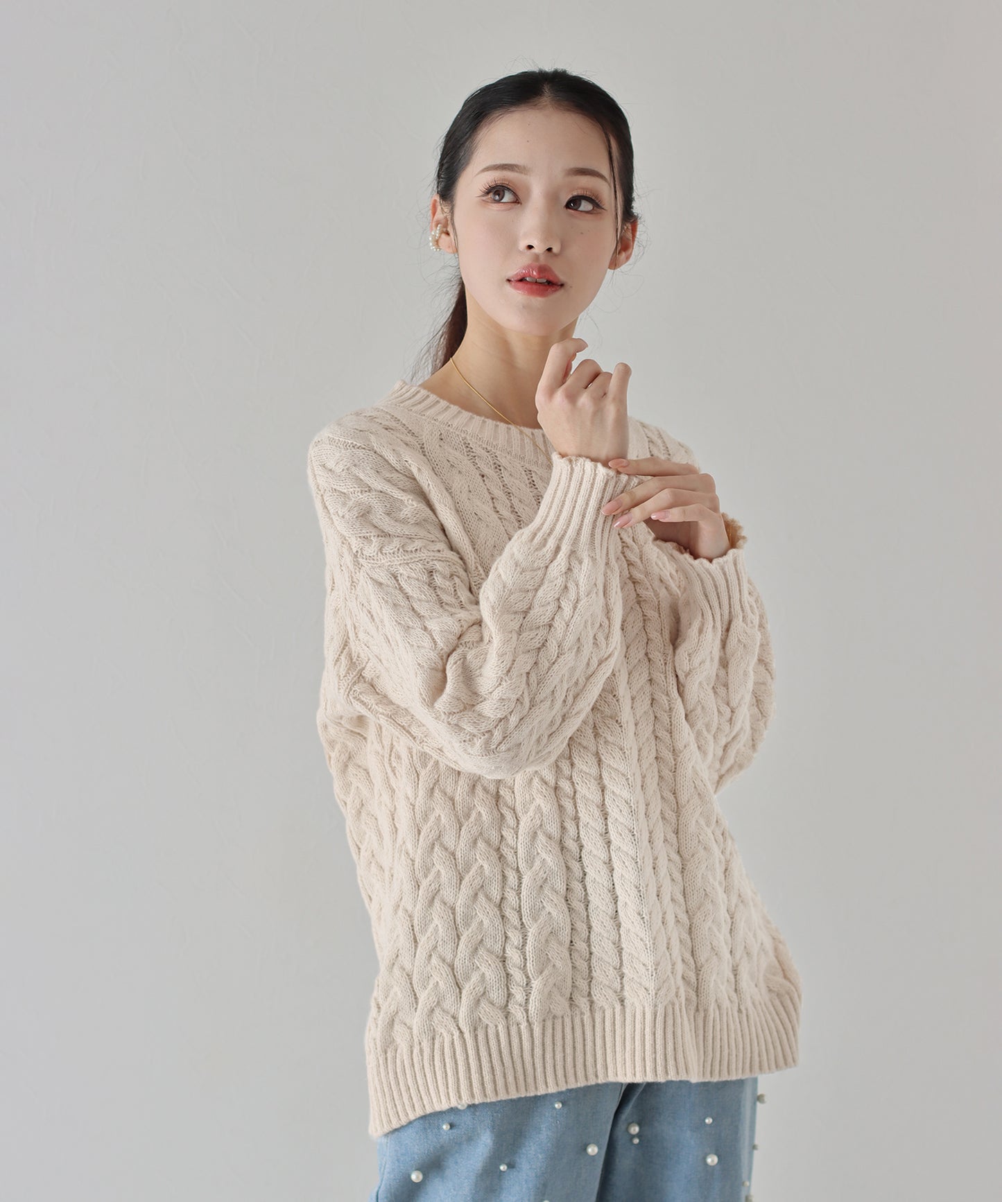 【SALE】ボリュームケーブルニット