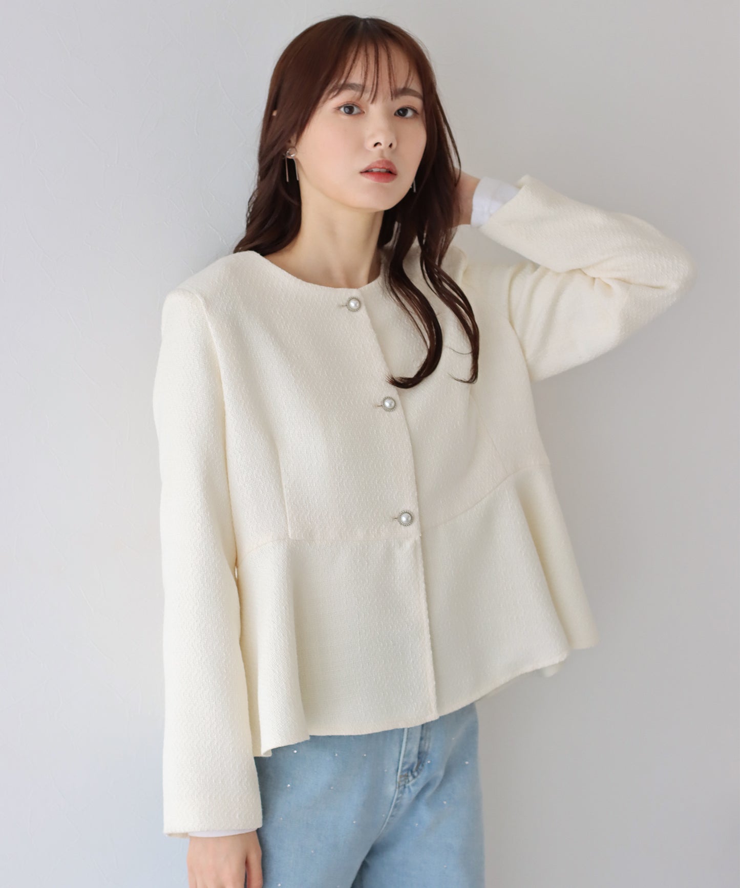 【TIME SALE】ペプラムツイードジャケット