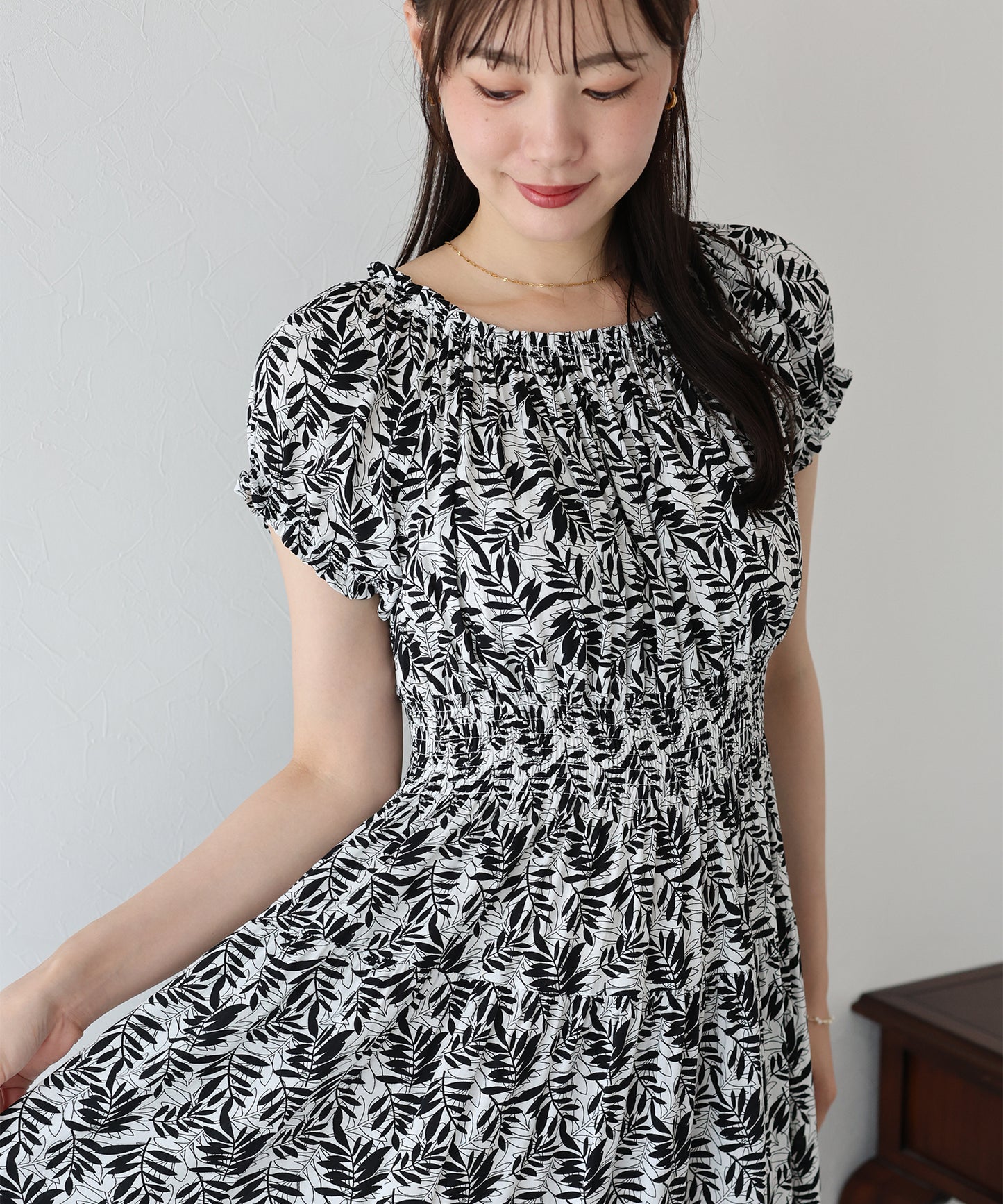 【TIME SALE】アソート柄2WAYオフショルワンピース