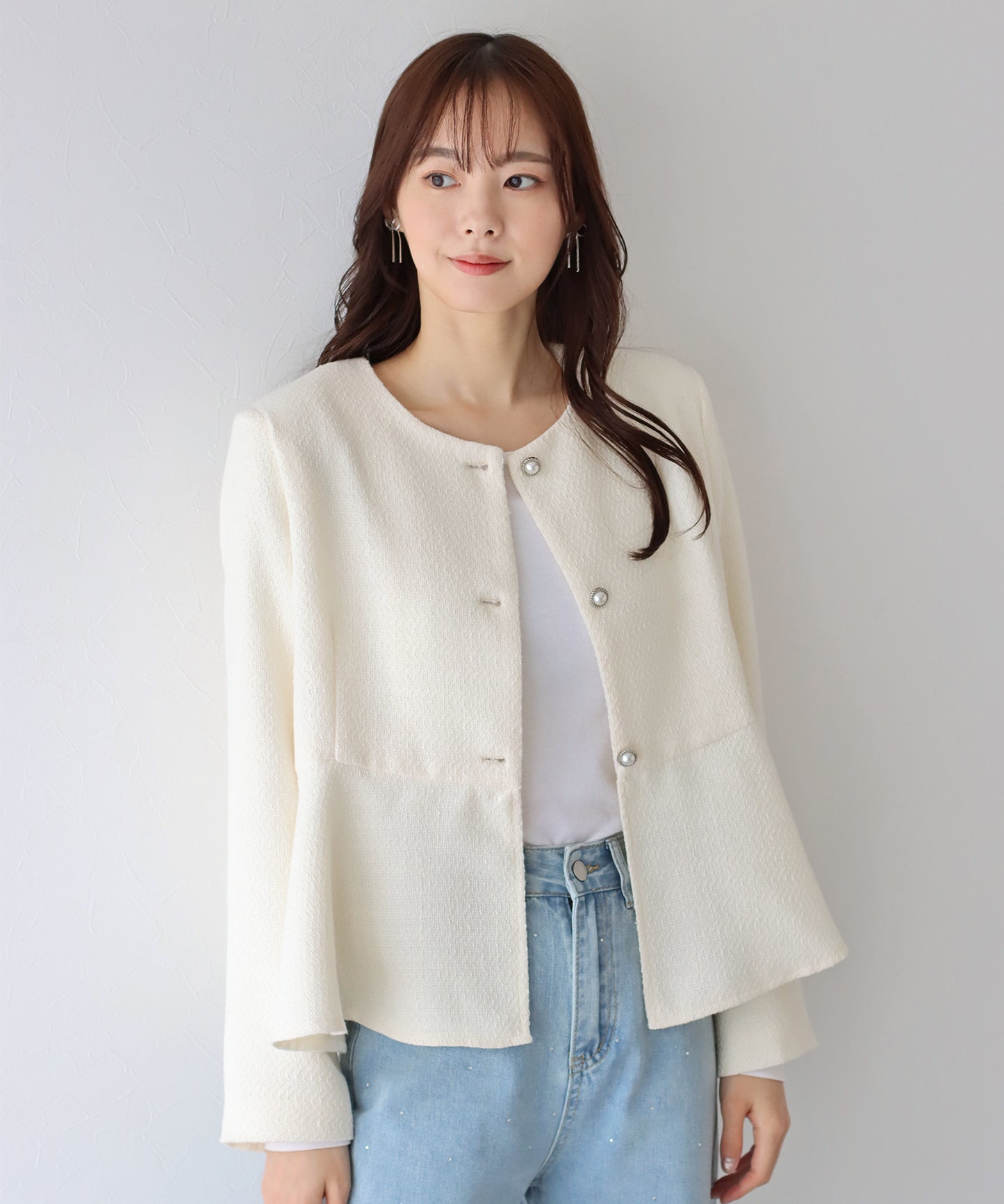 【TIME SALE】ペプラムツイードジャケット