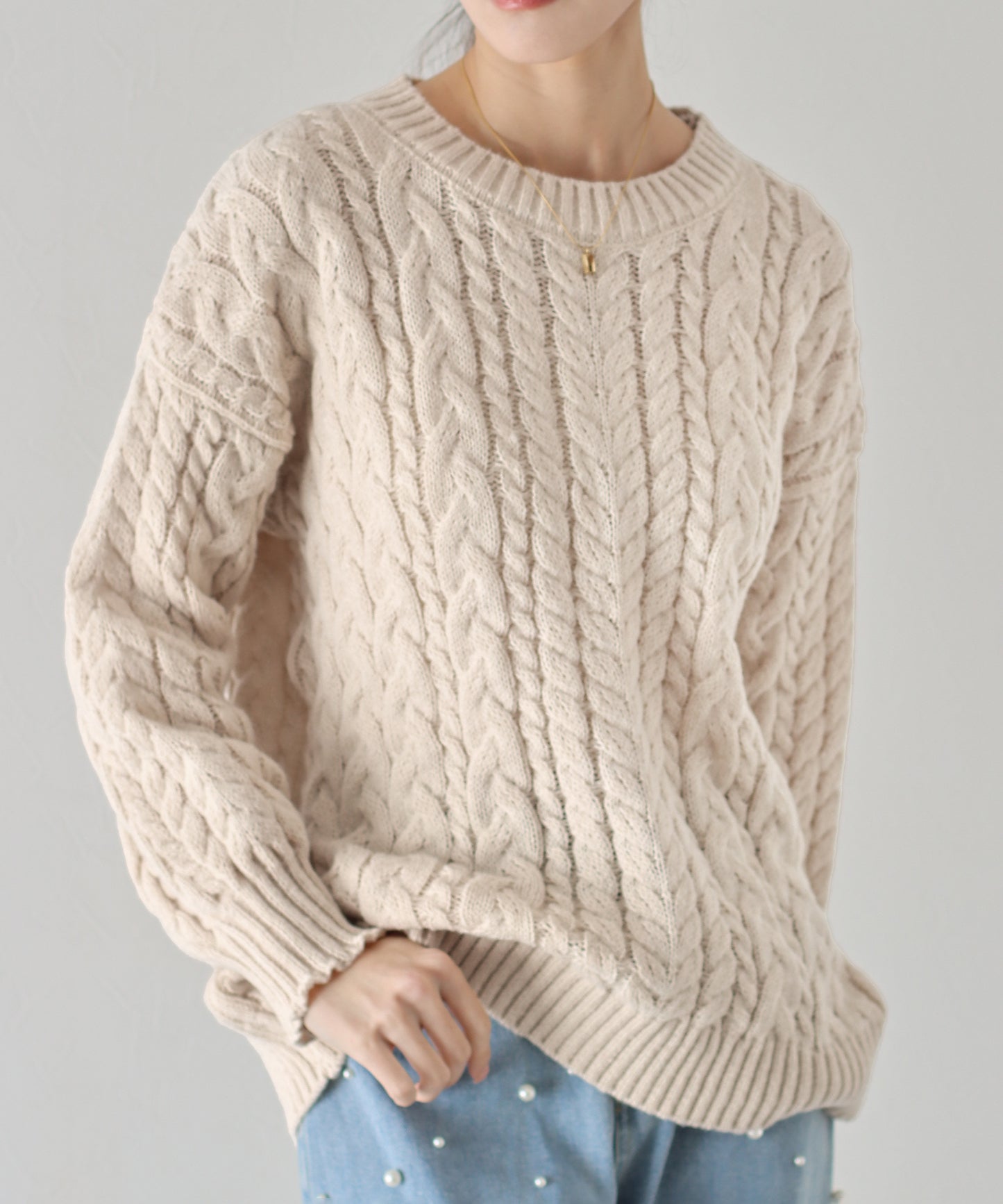 【SALE】ボリュームケーブルニット