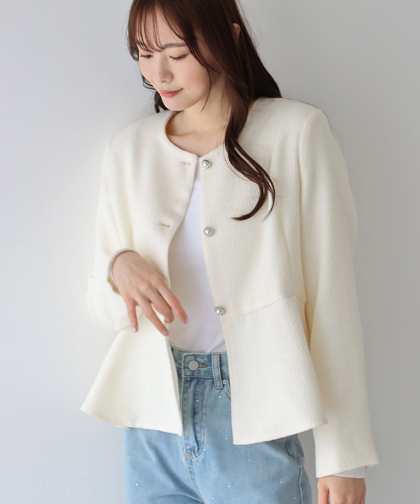 【TIME SALE】ペプラムツイードジャケット