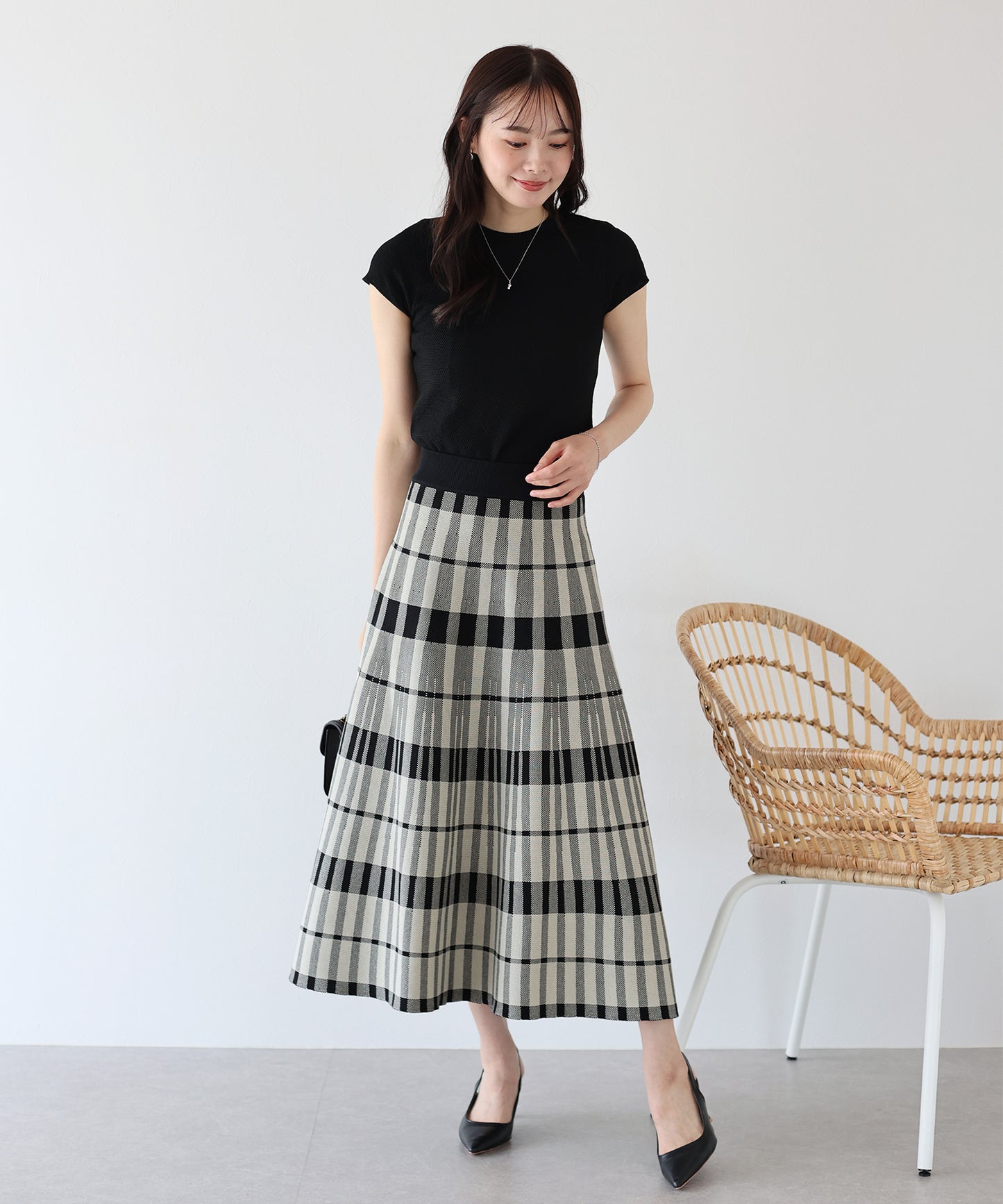 【SALE】チェックニットスカート