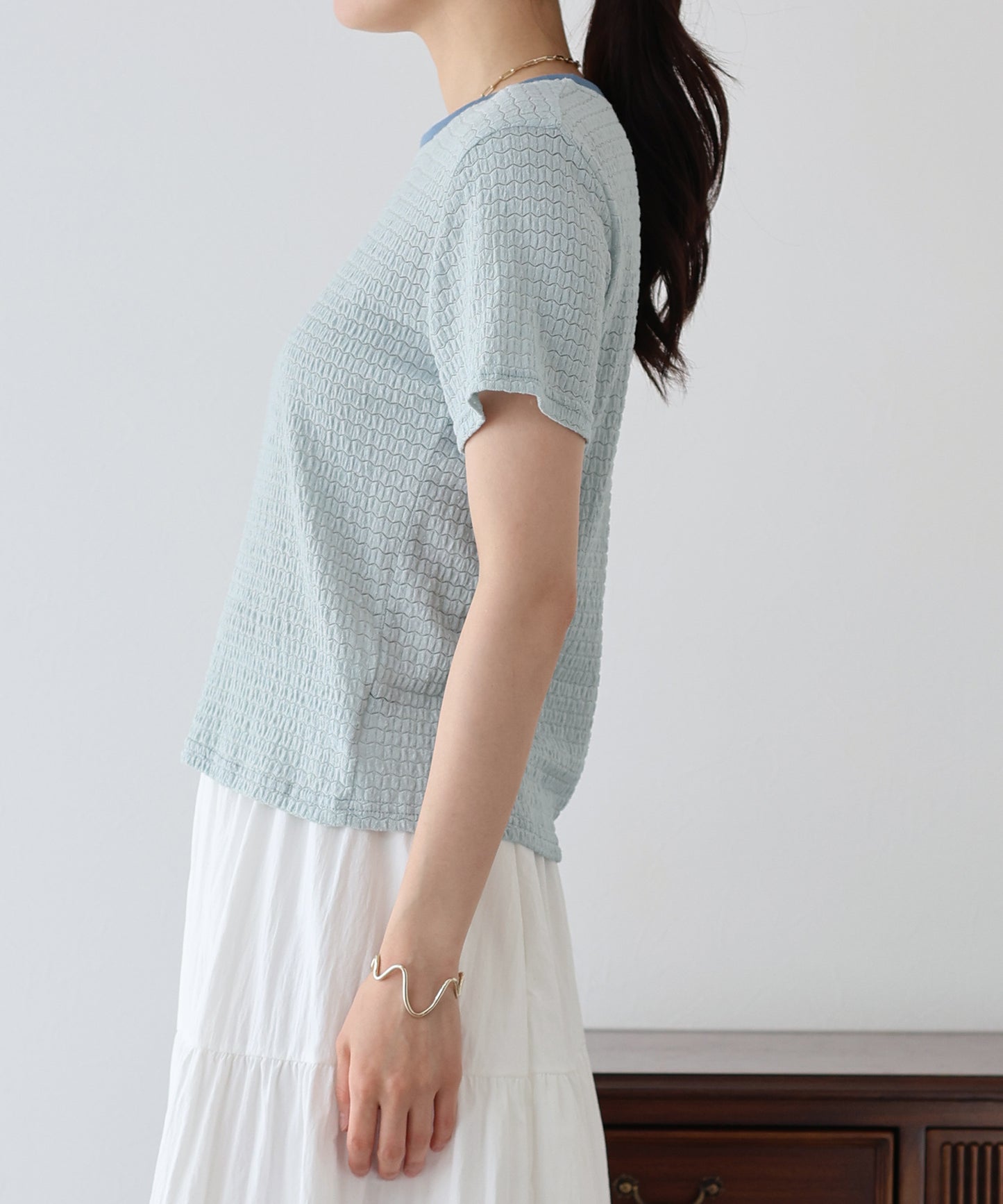 【SALE】襟配色ボーダーTシャツ【ネコポス】