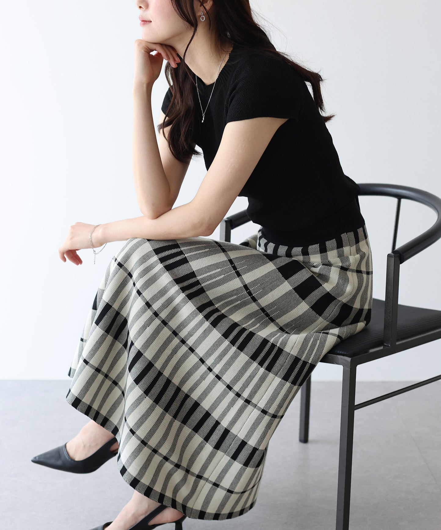 【SALE】チェックニットスカート
