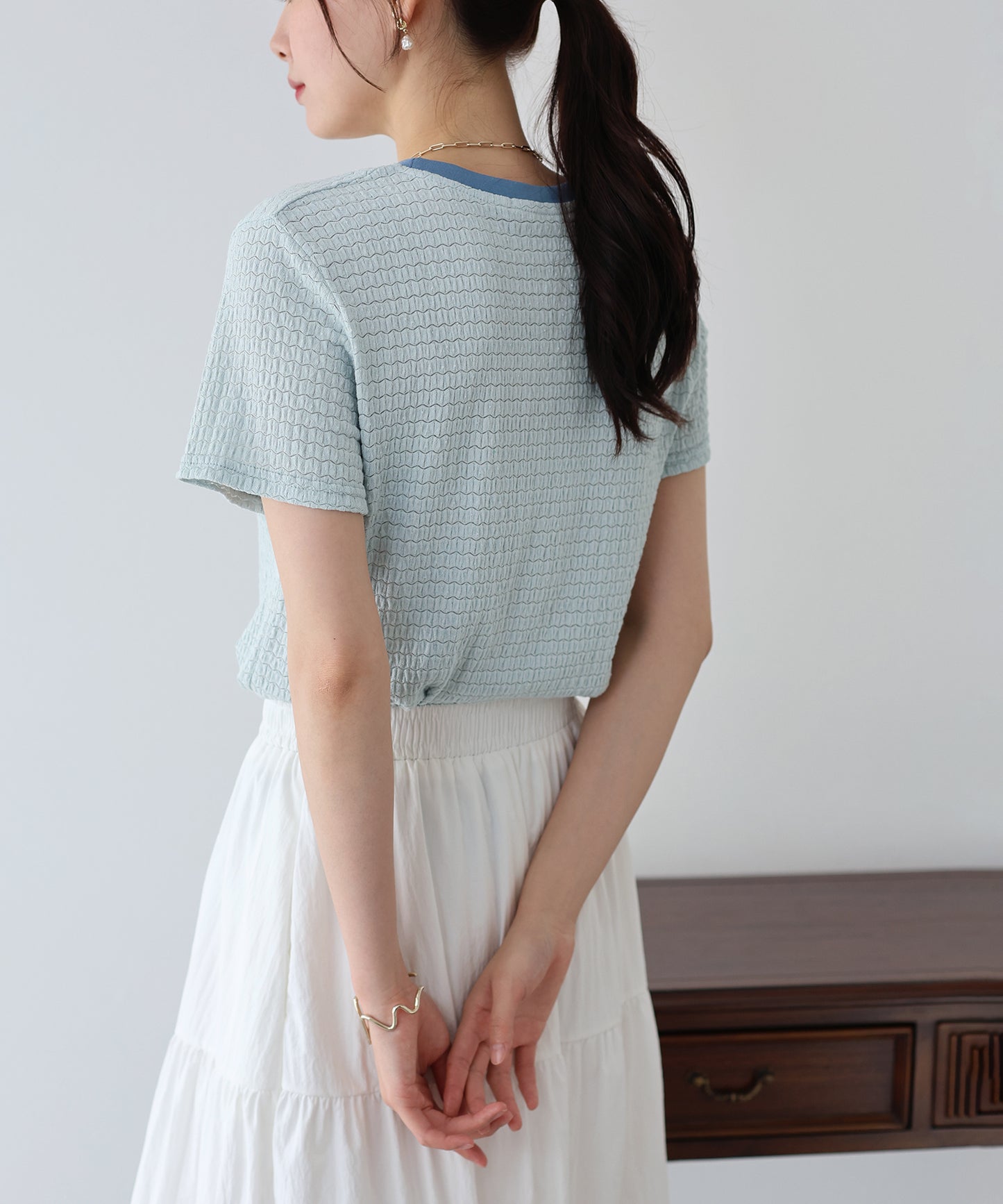 【SALE】襟配色ボーダーTシャツ【ネコポス】