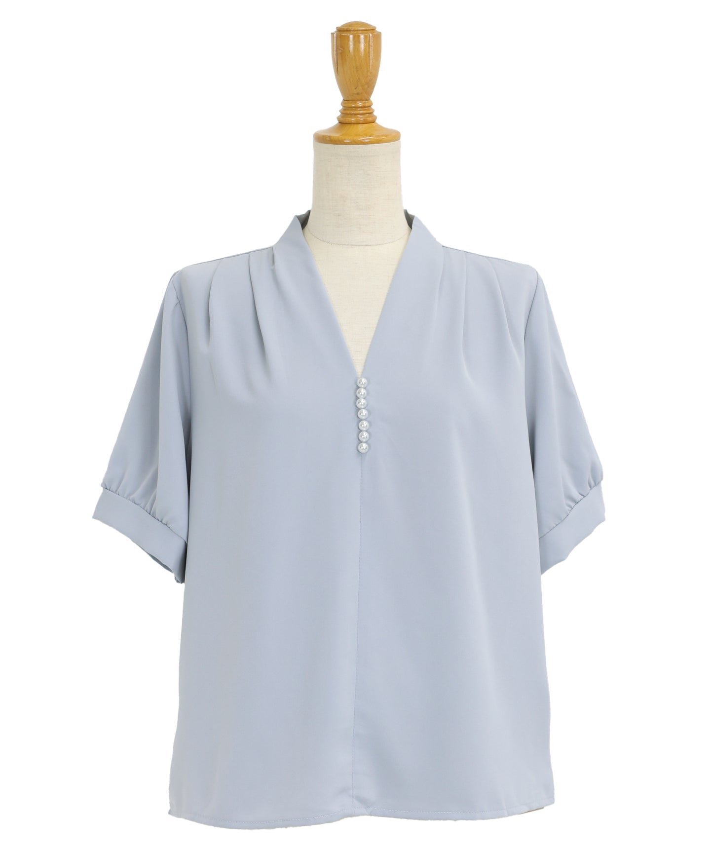 【SALE】パールラインVネックブラウス【ネコポス】