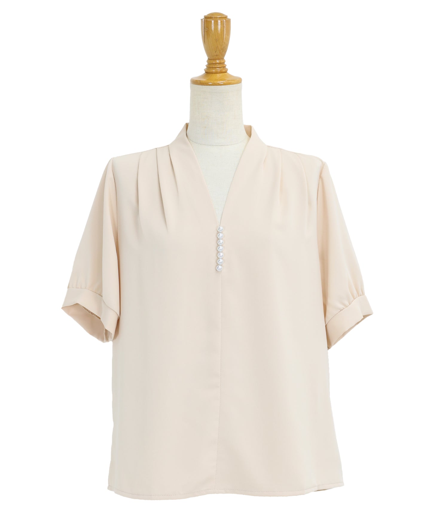 【SALE】パールラインVネックブラウス【ネコポス】