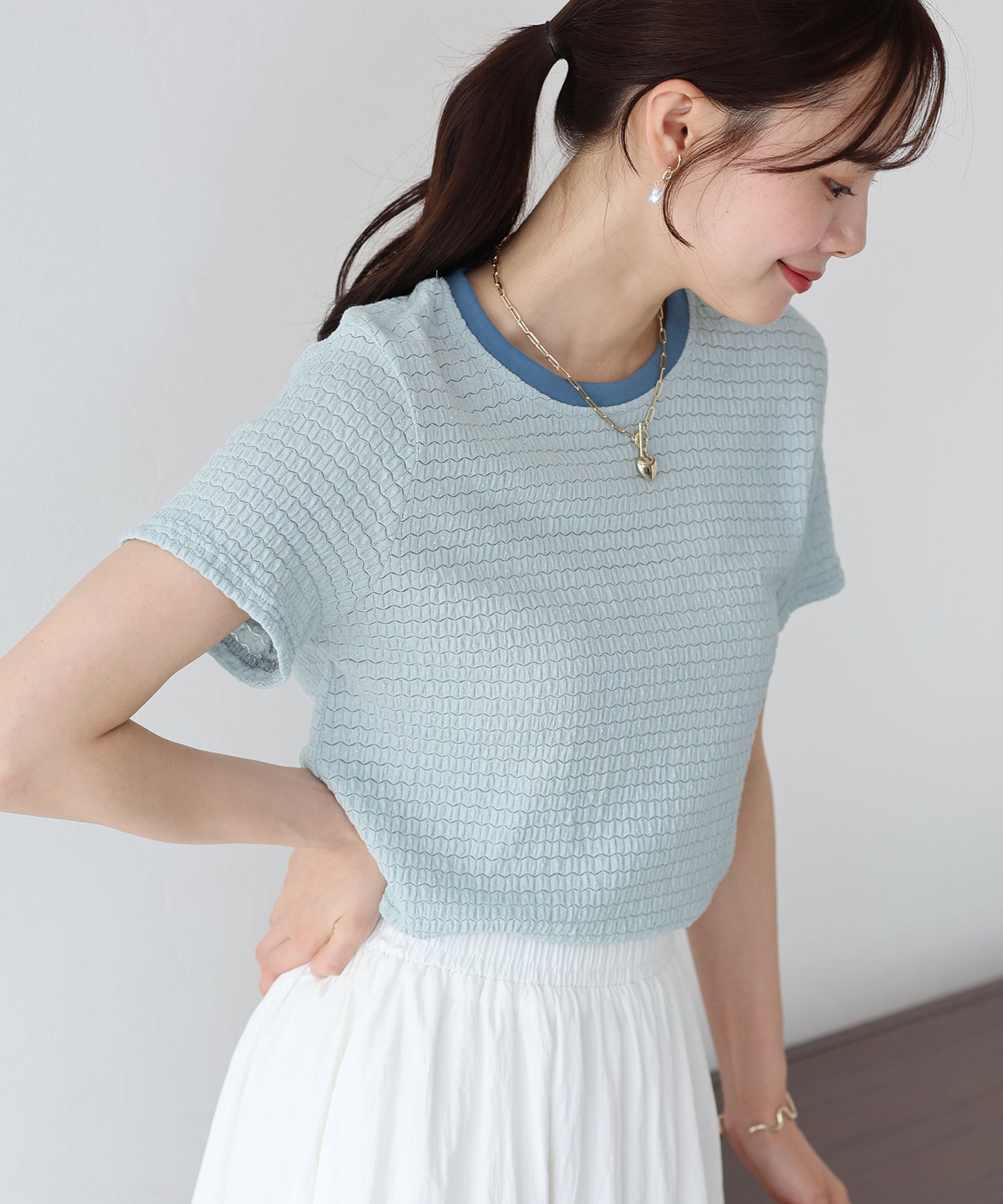 【SALE】襟配色ボーダーTシャツ【ネコポス】