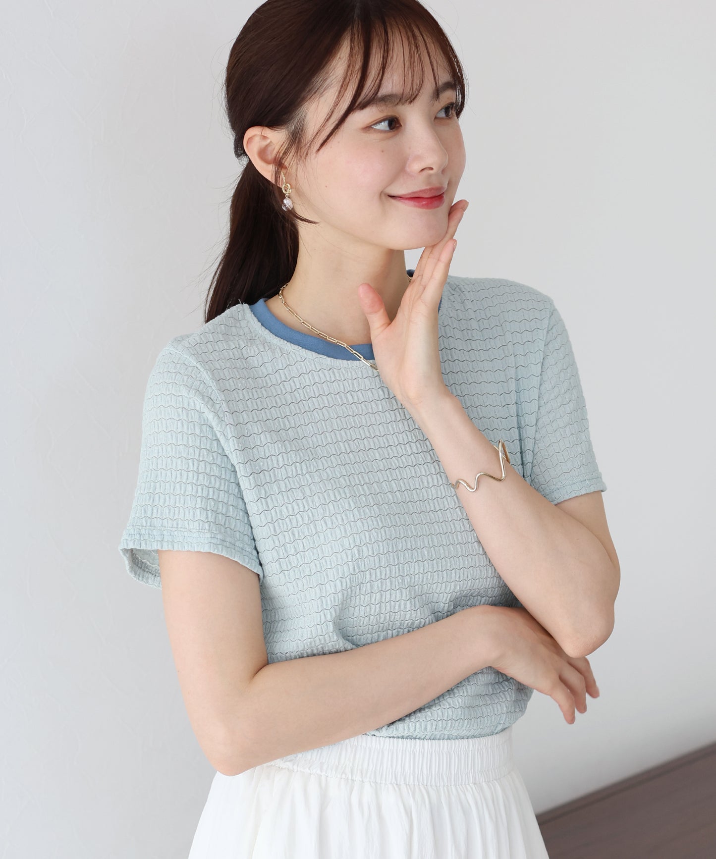 【SALE】襟配色ボーダーTシャツ【ネコポス】