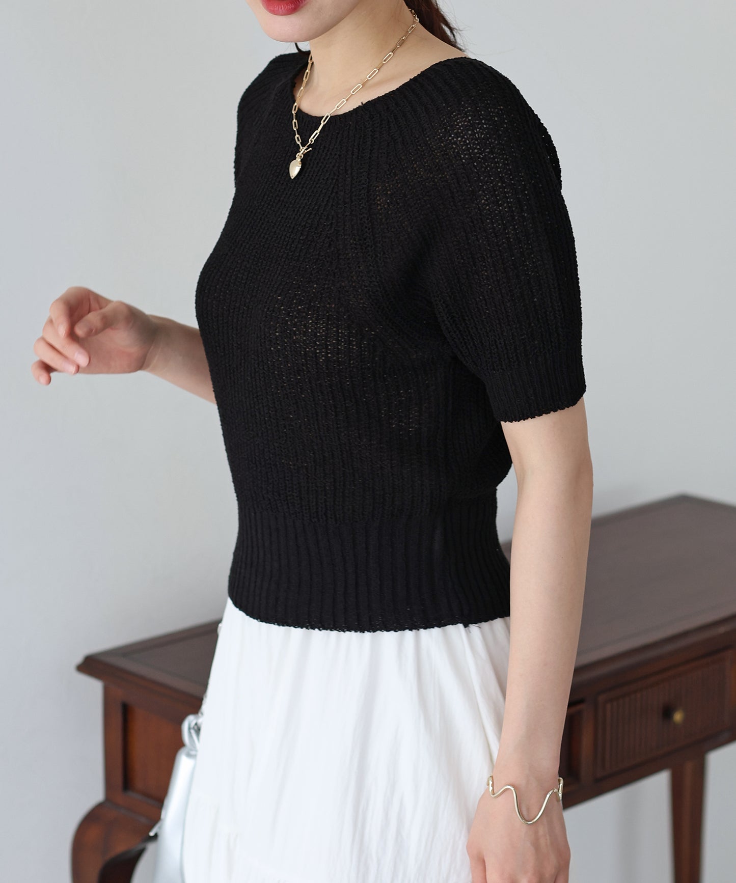 【SALE】半袖サマーニットトップス【ネコポス】