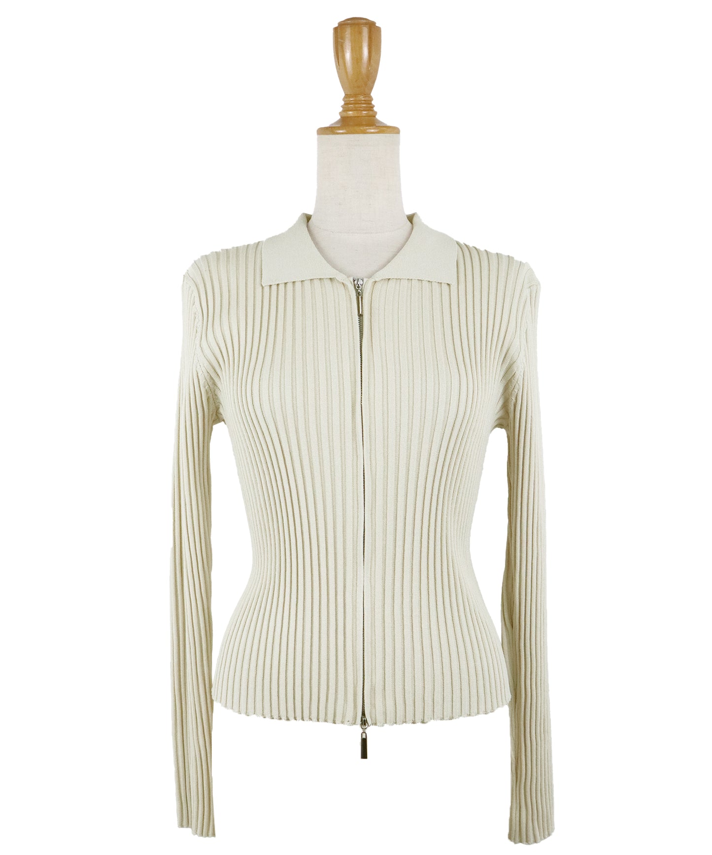 【SALE】バイカラーポロ襟Wジップカーディガン