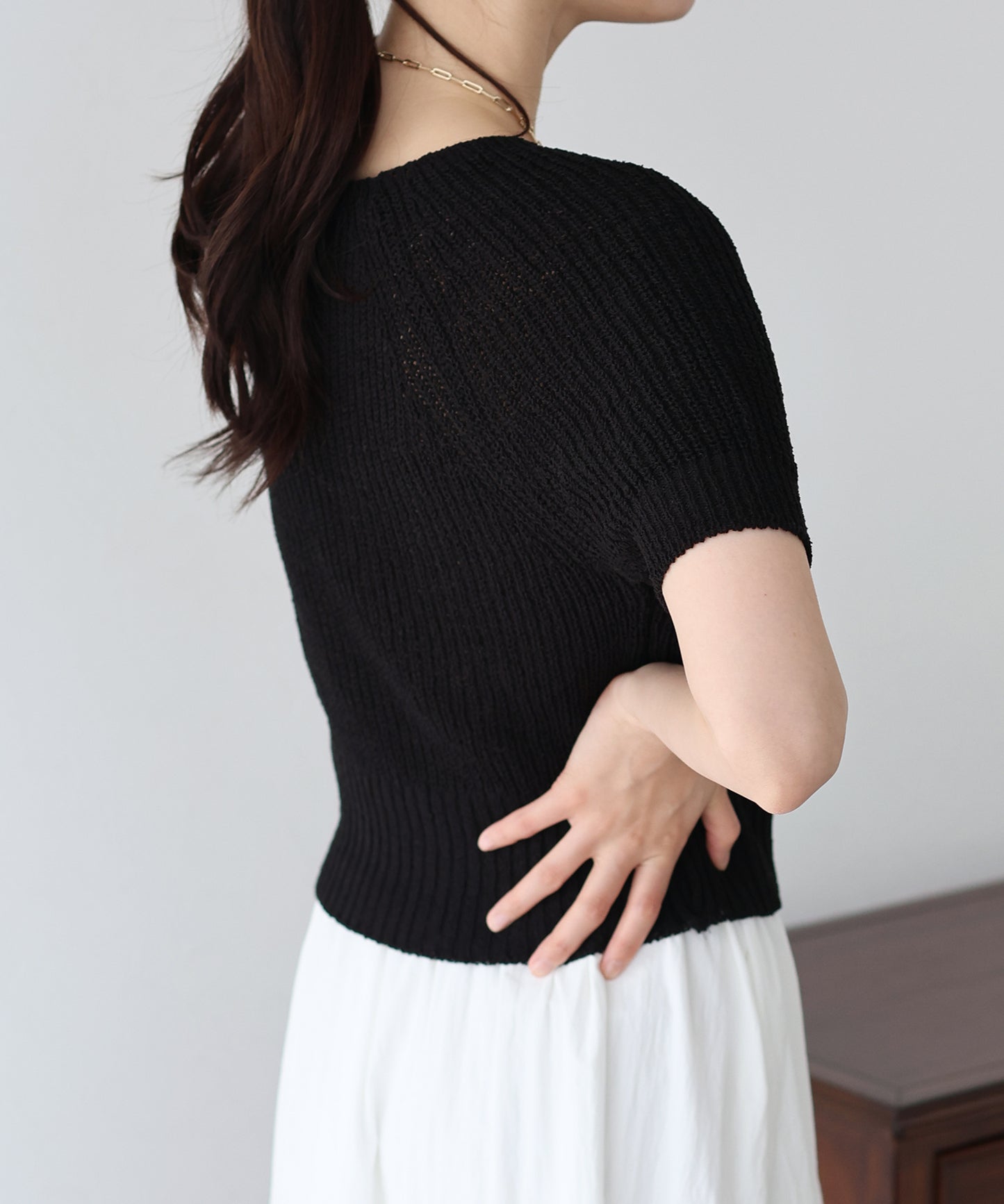【SALE】半袖サマーニットトップス【ネコポス】
