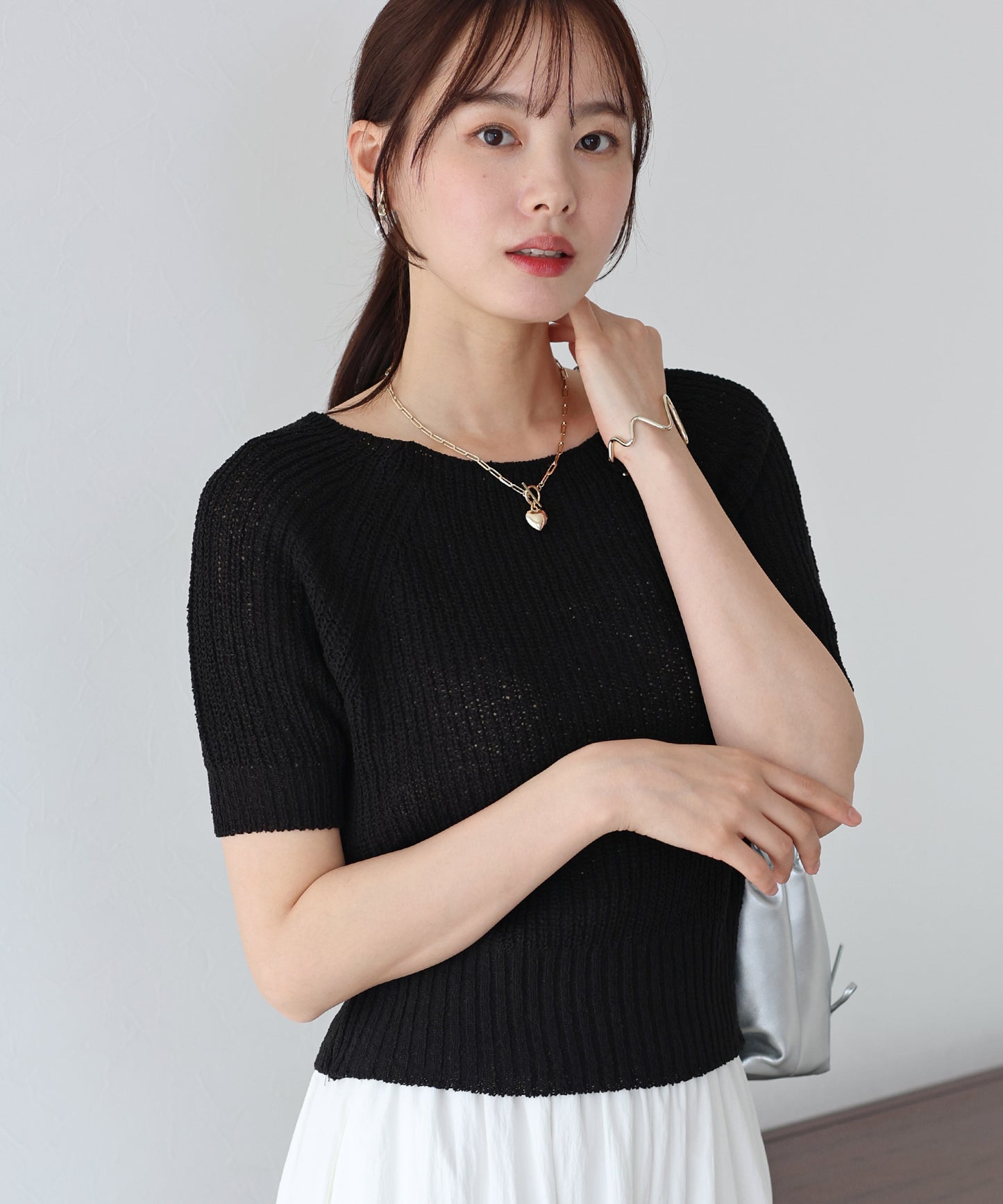 【SALE】半袖サマーニットトップス【ネコポス】