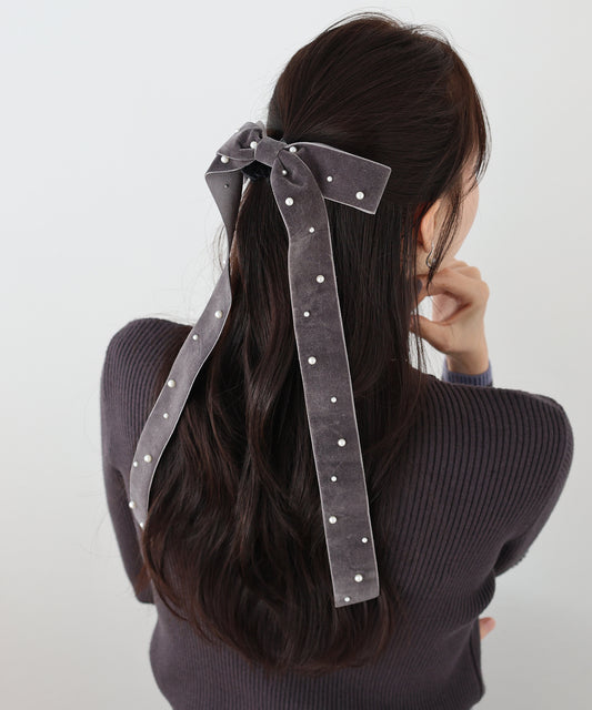 パールベロアリボンシュシュ