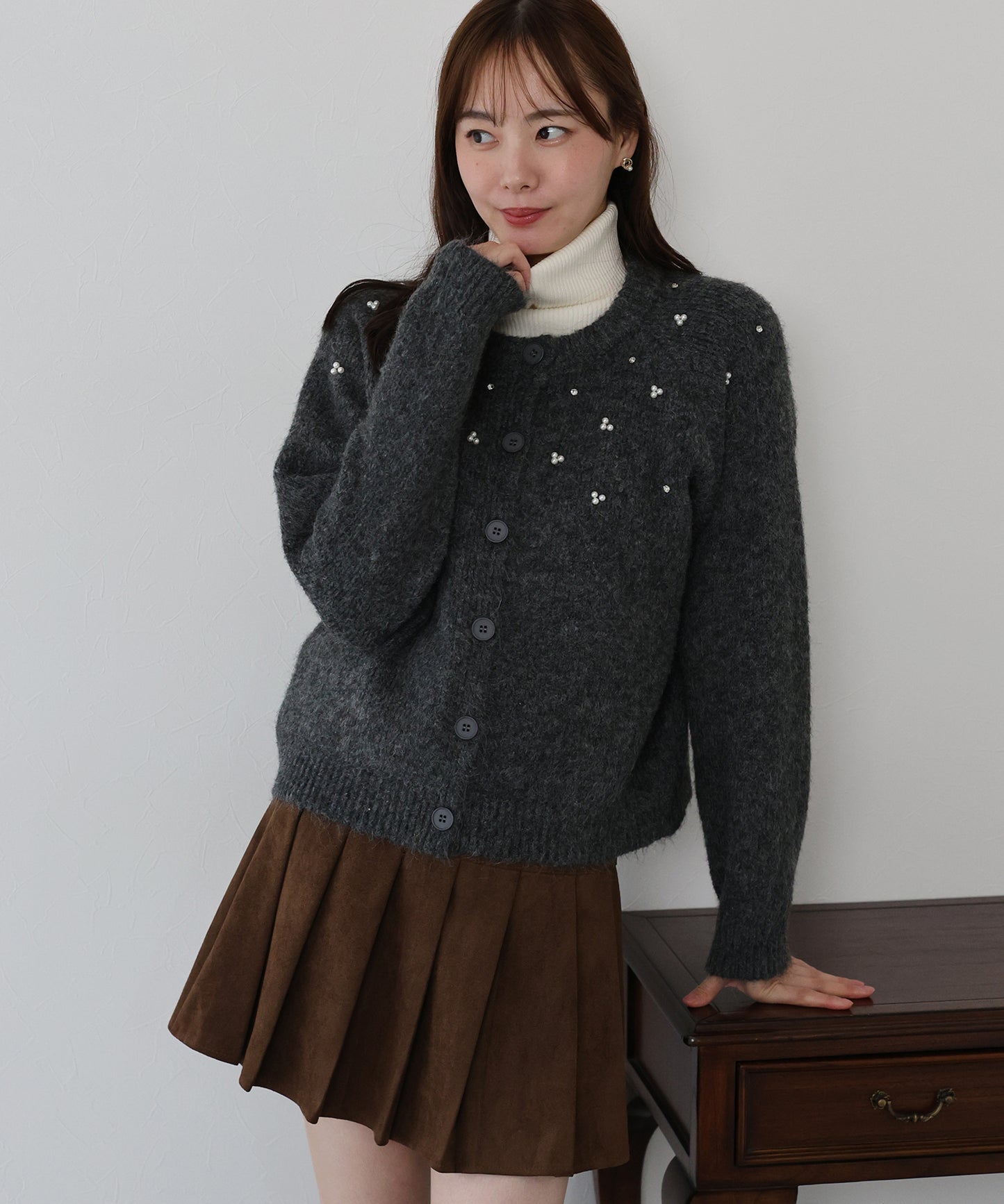 【早割5%OFF】パールビジューニットカーディガン