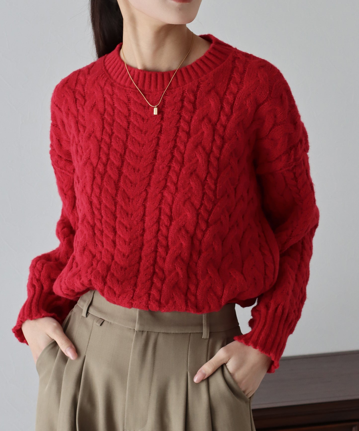 【SALE】ボリュームケーブルニット