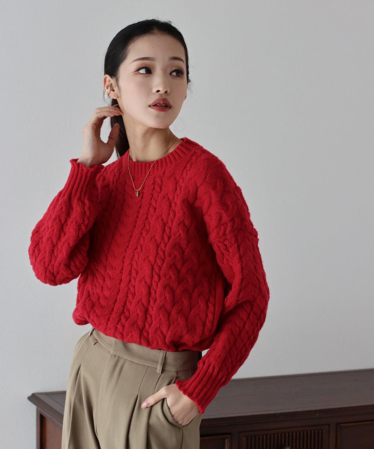 【SALE】ボリュームケーブルニット