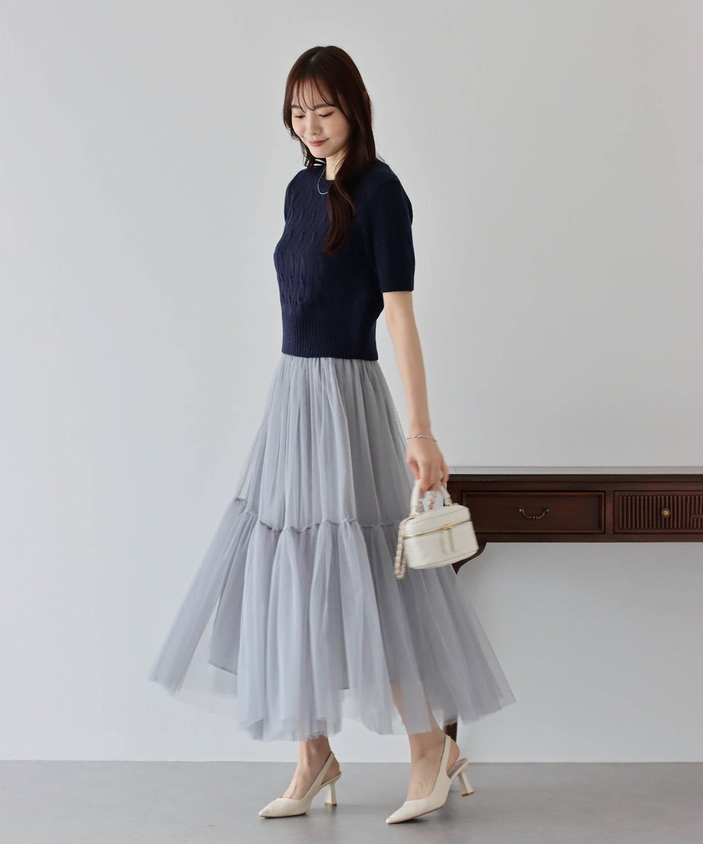 【TIME SALE】半袖ケーブルニット