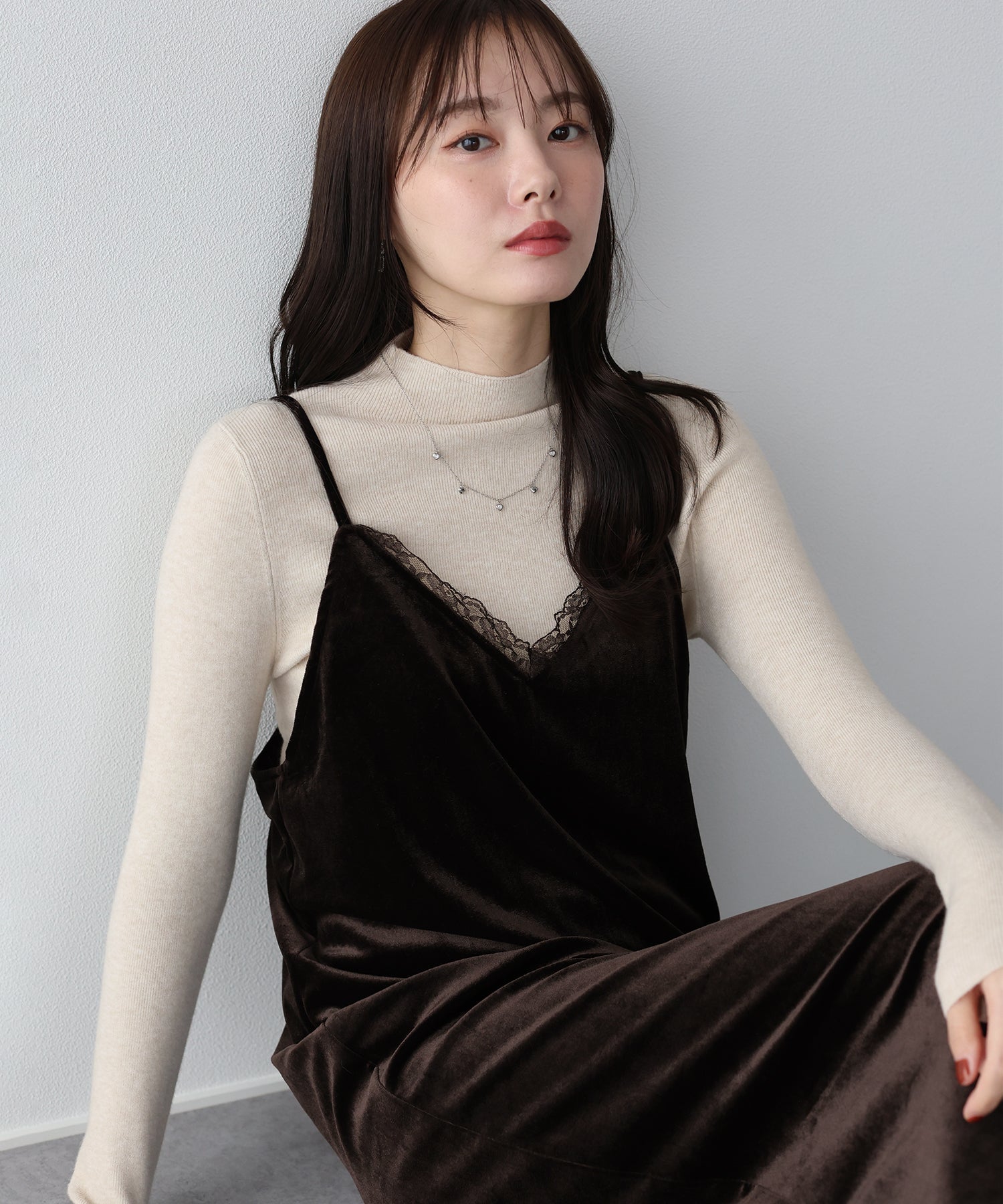 レース付ベロアキャミワンピース – BLUE ONLINE