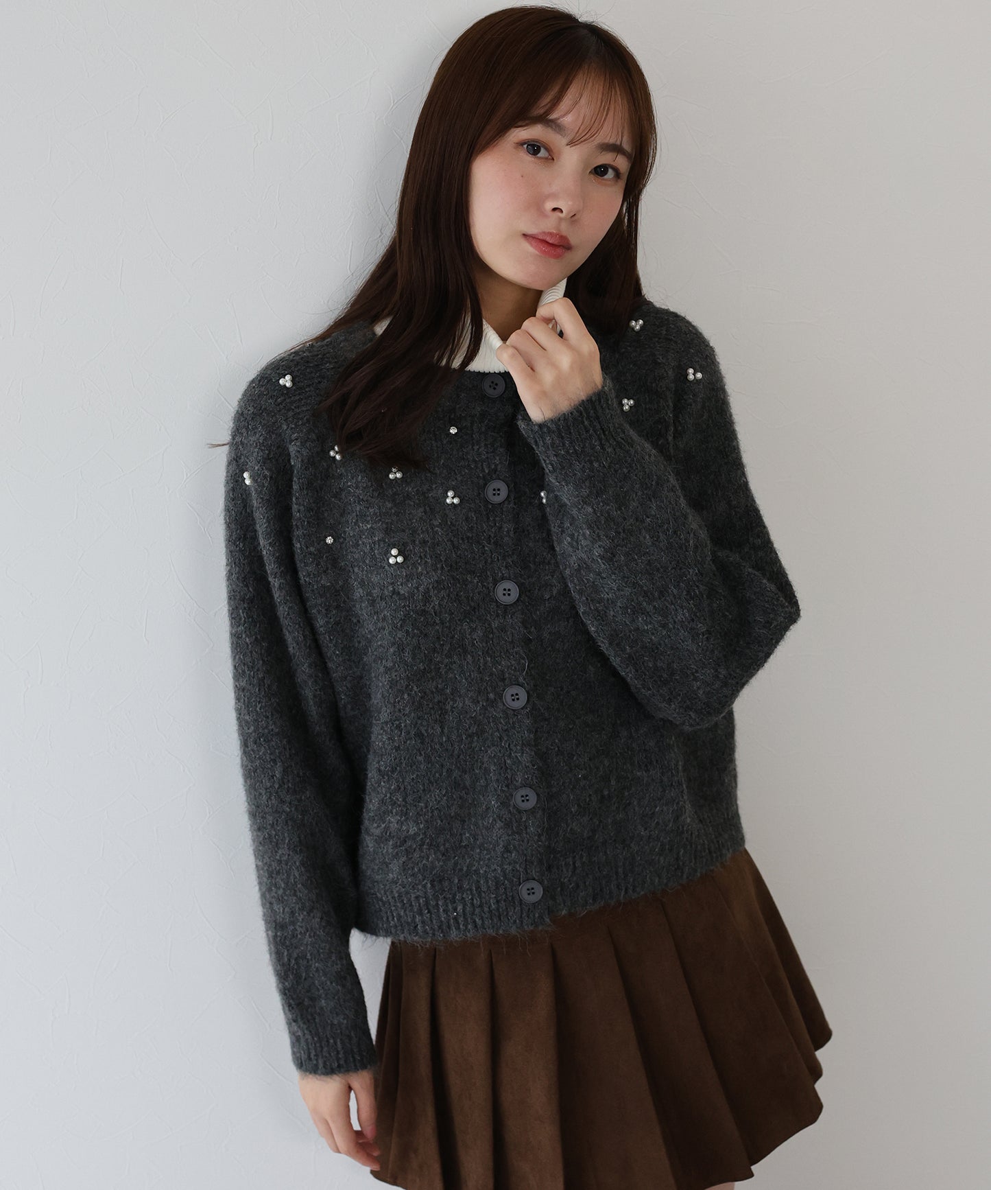 【早割5%OFF】パールビジューニットカーディガン