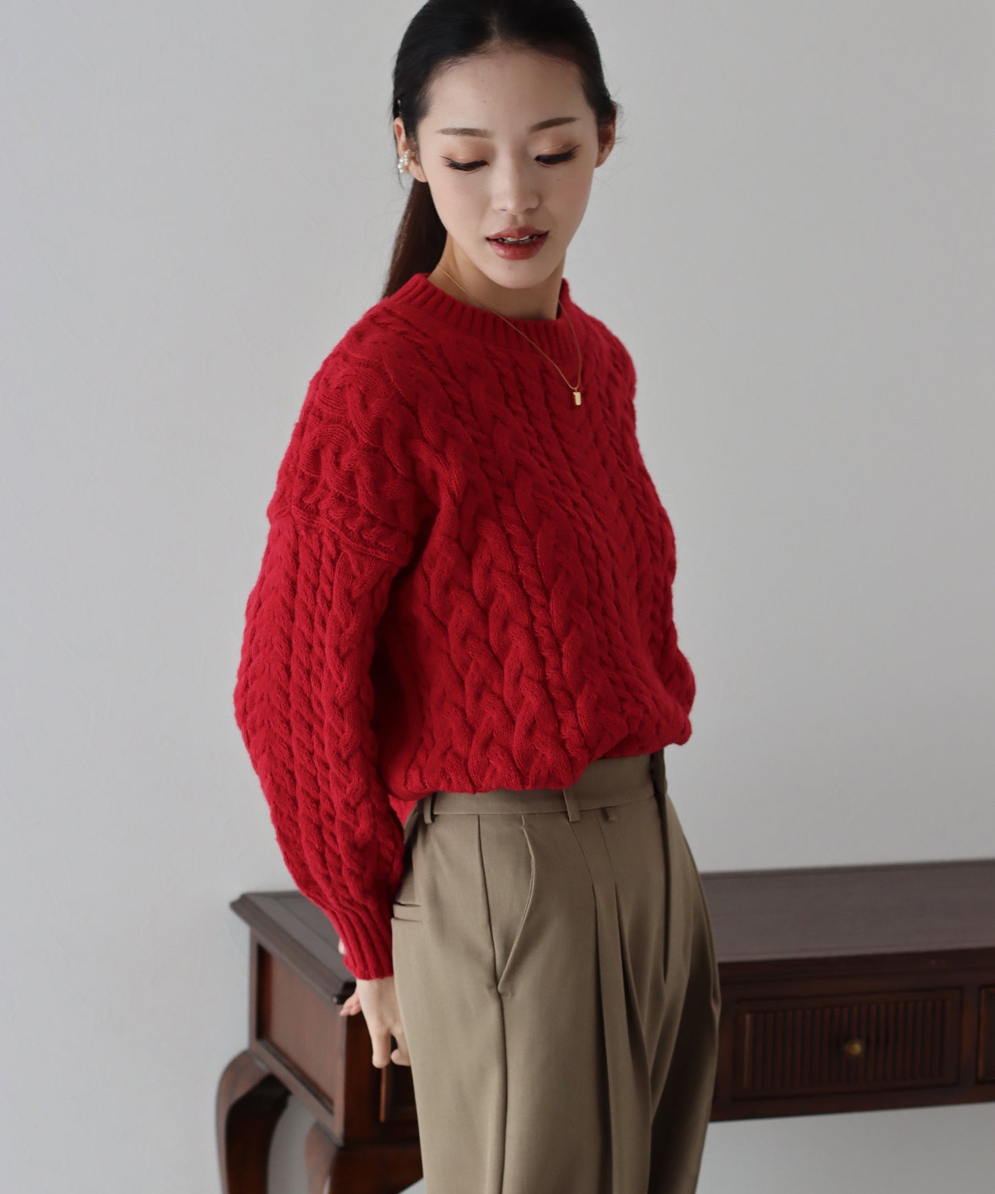 【SALE】ボリュームケーブルニット