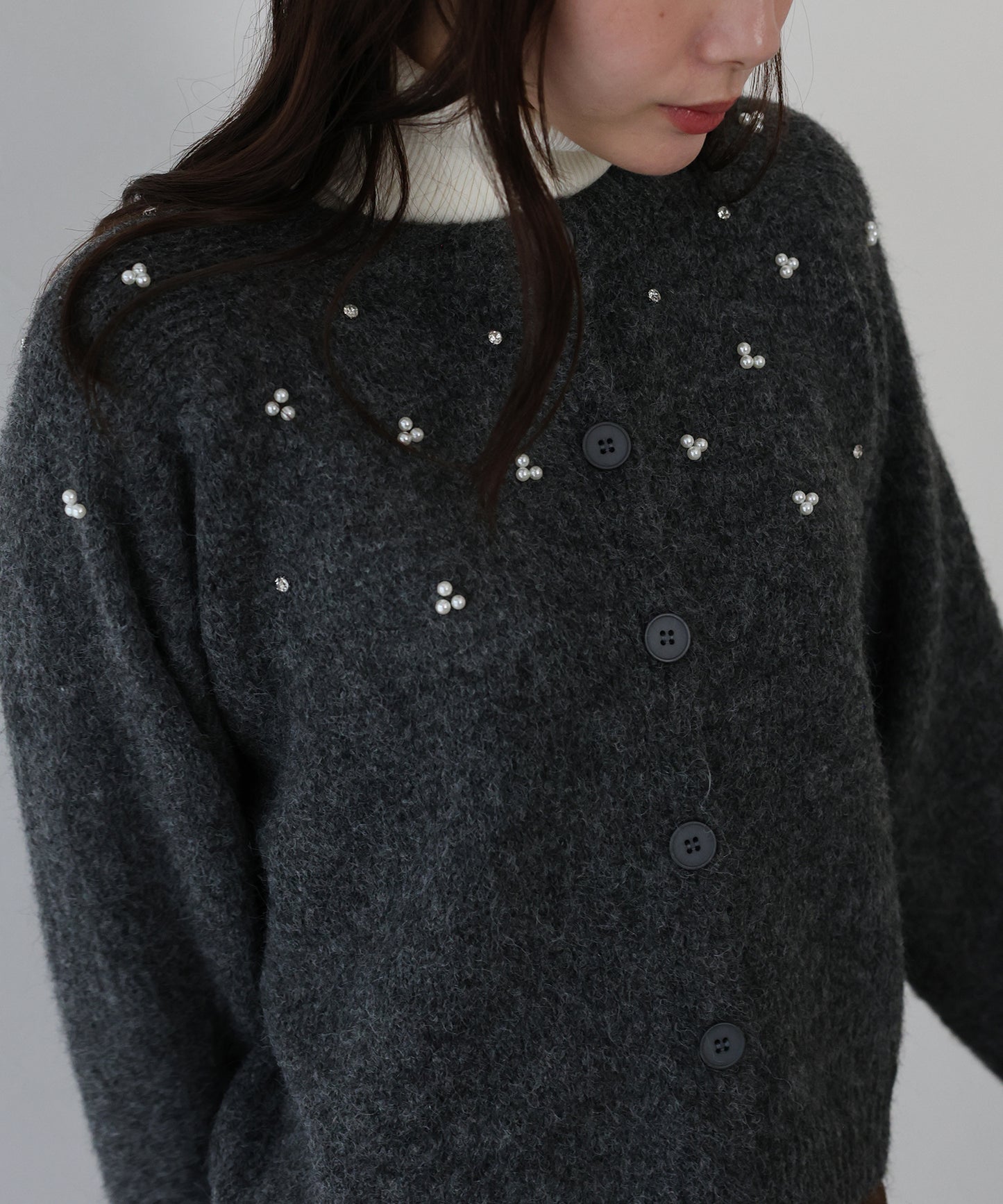 【早割5%OFF】パールビジューニットカーディガン