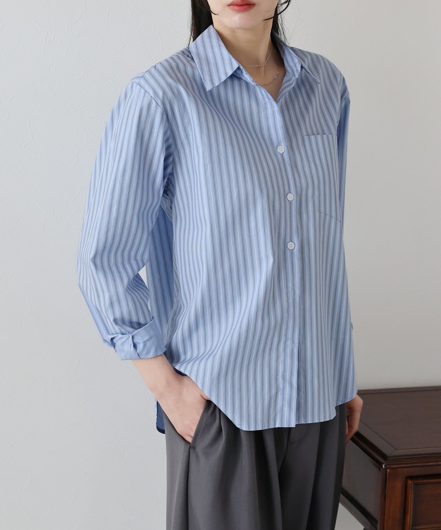 【SALE】カラーストライプシャツ【ネコポス】