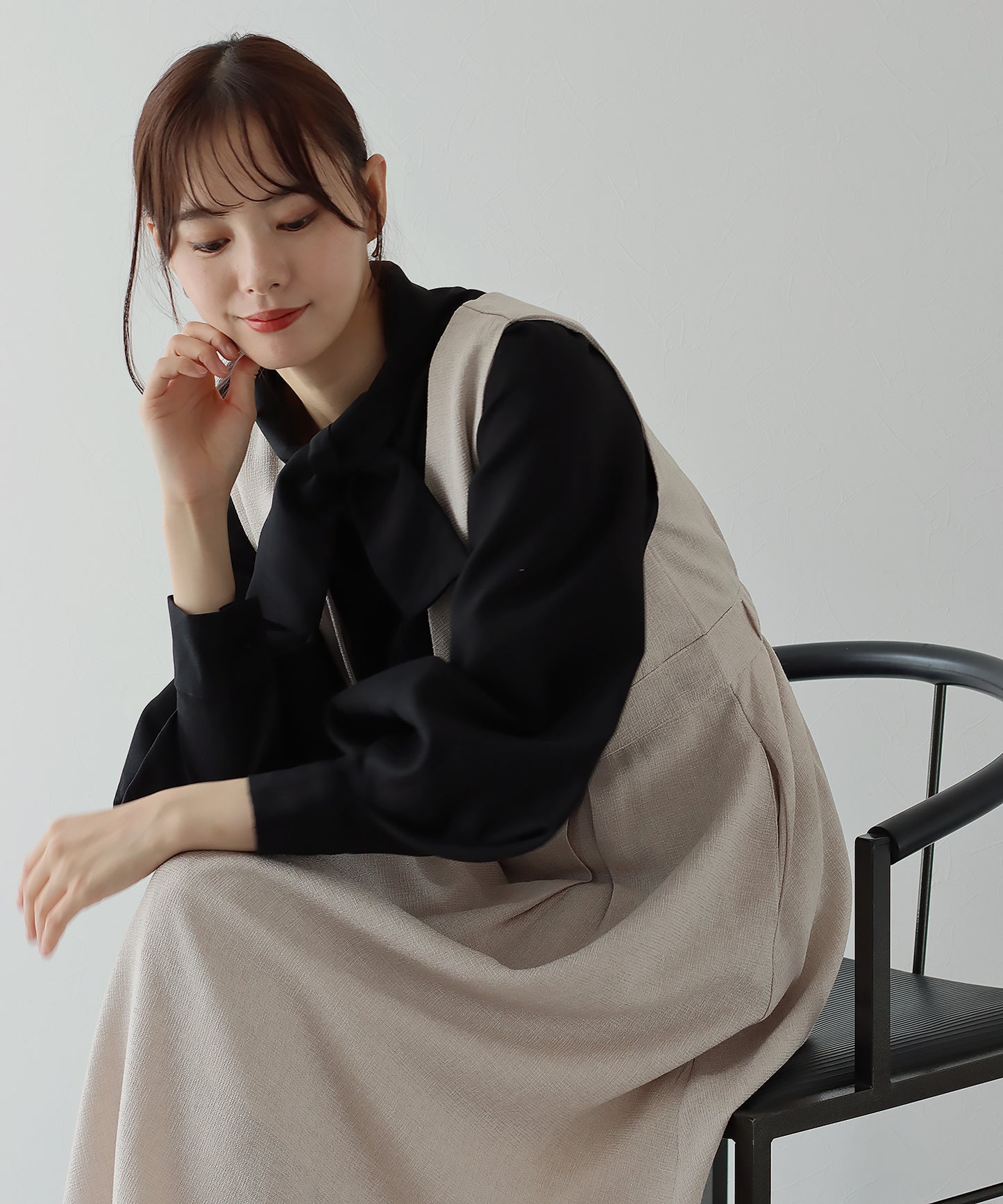 リボンタイボリュームスリーブシャツ