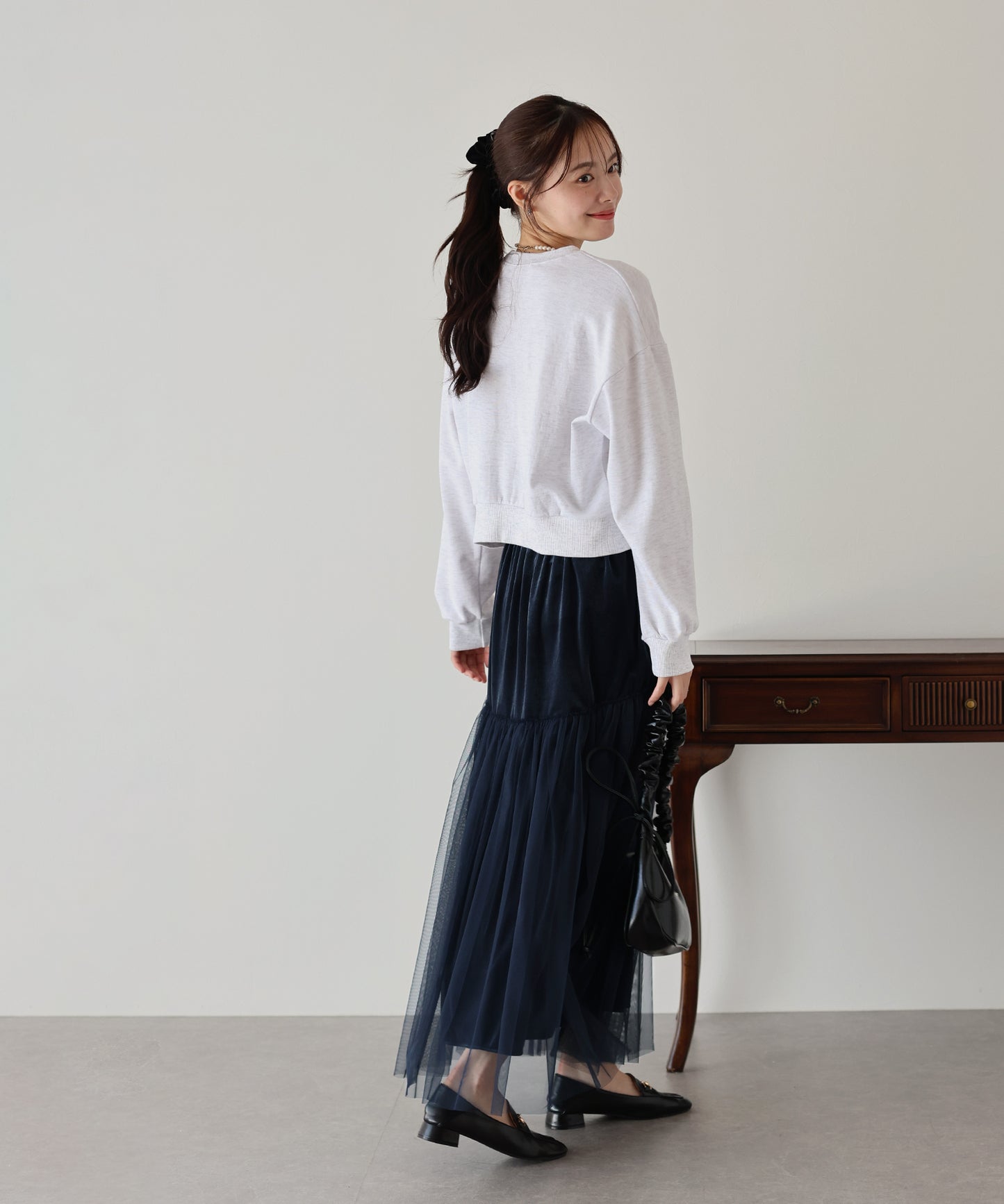 【SALE】チュールベロアティアードスカート