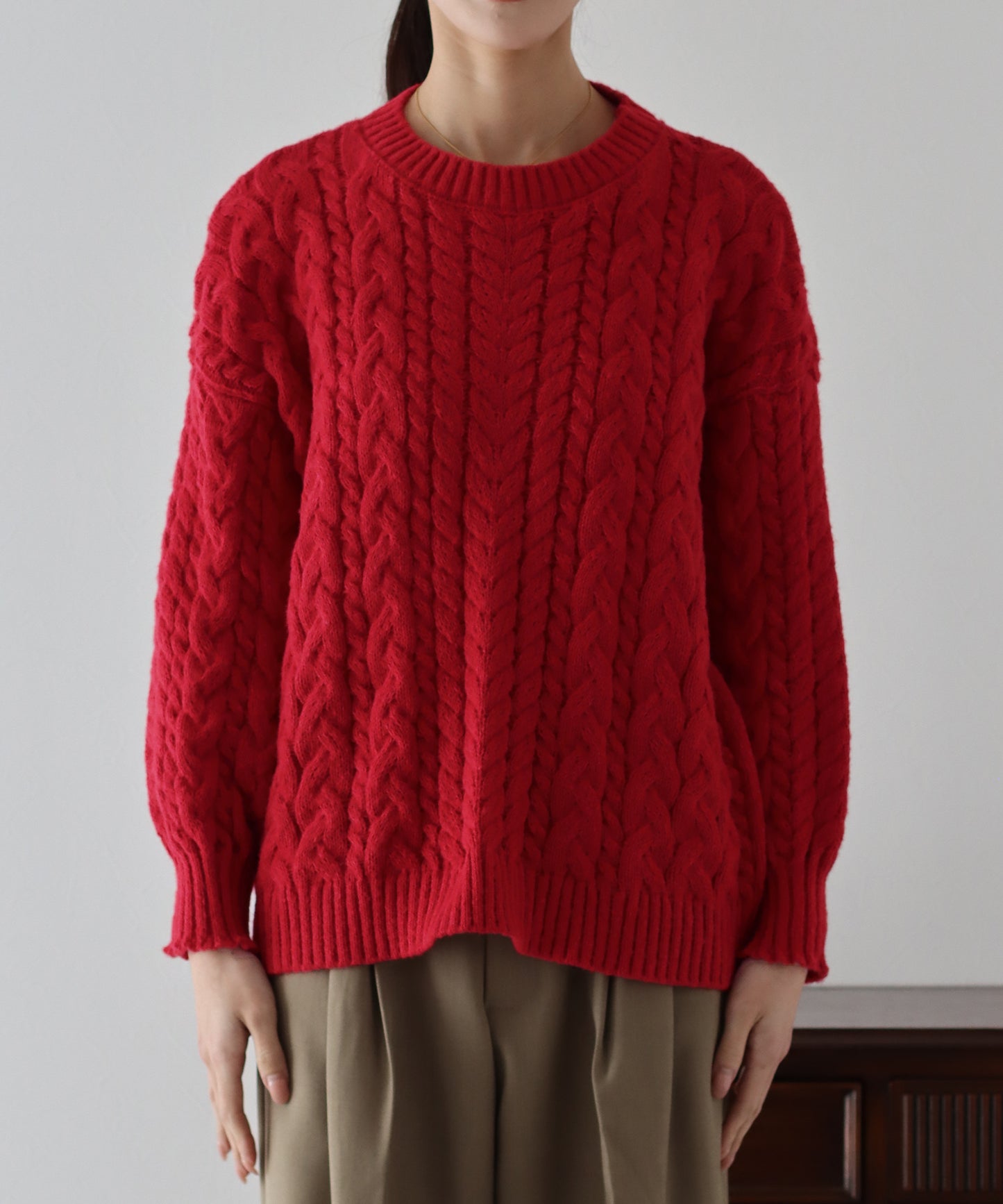 【SALE】ボリュームケーブルニット