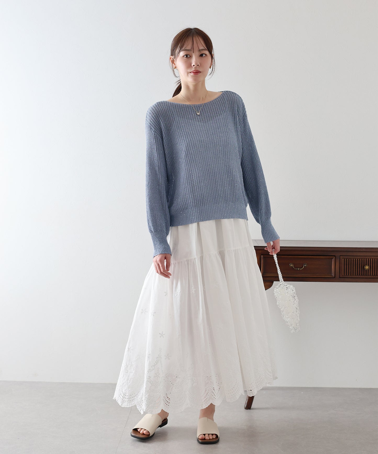 【TIME SALE】スパンコールメッシュニット