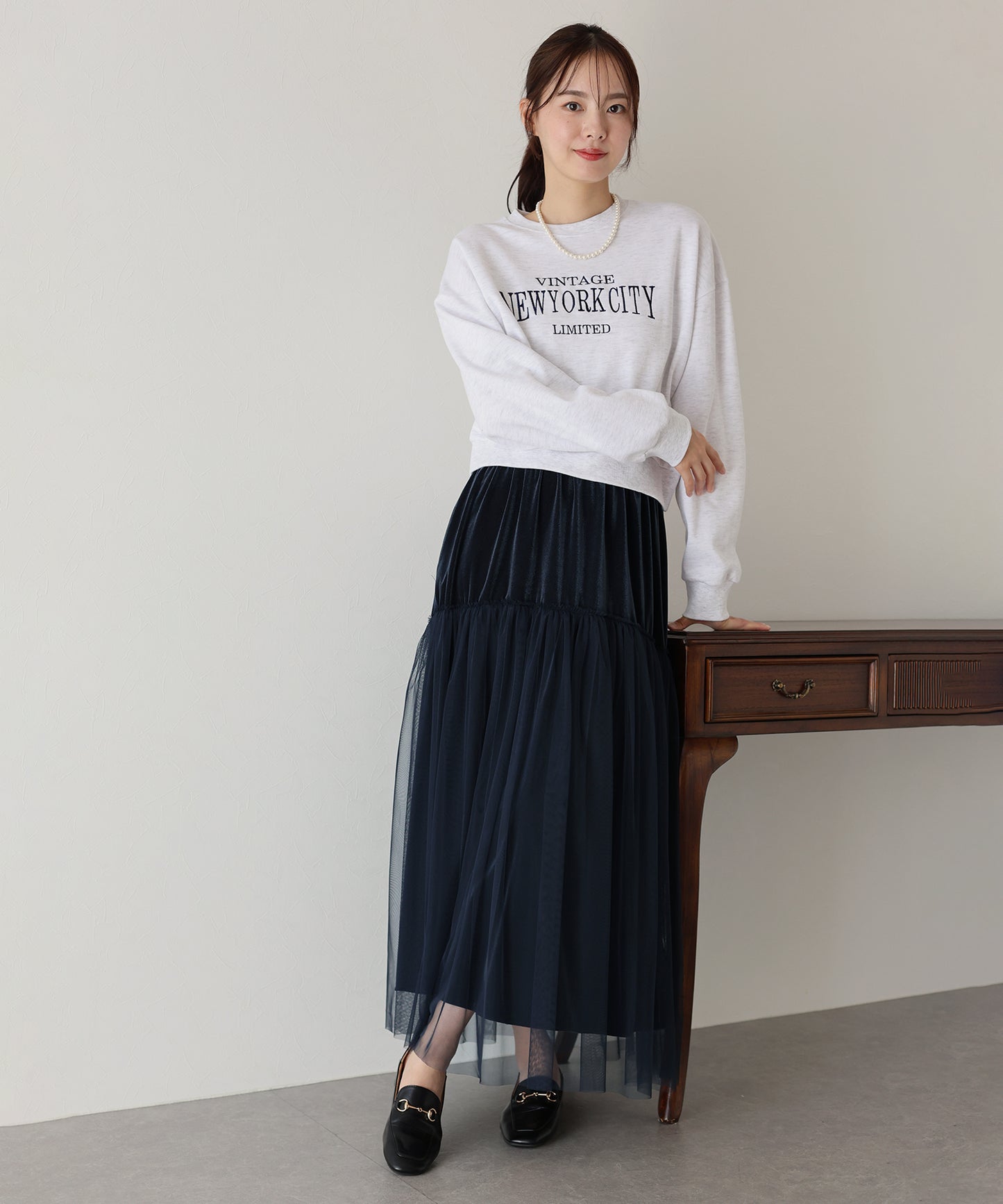 【SALE】チュールベロアティアードスカート