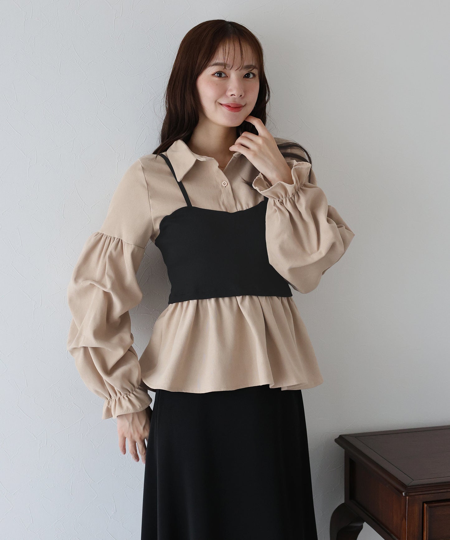 【早割5%OFF】ビスチェレイヤードコーデュロイシャツ