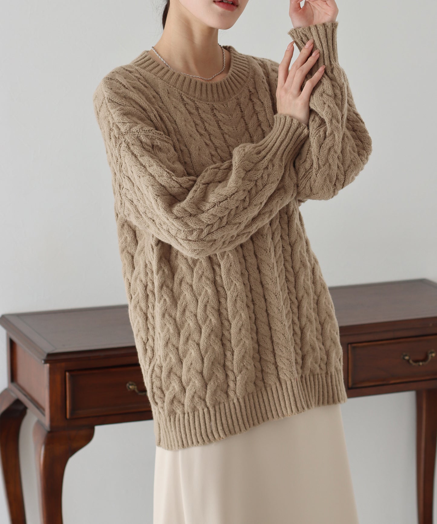 【SALE】ボリュームケーブルニット