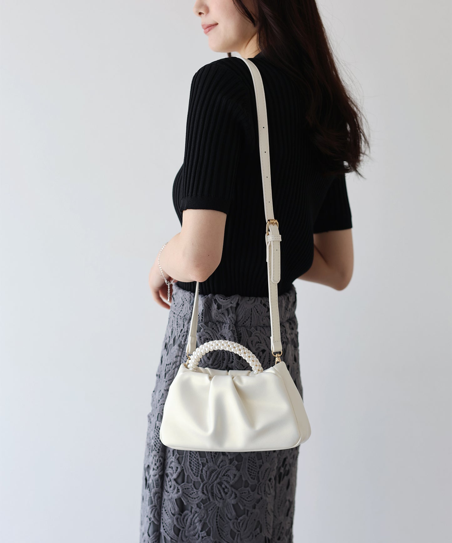 【SALE】パールハンドル2WAYミニバッグ