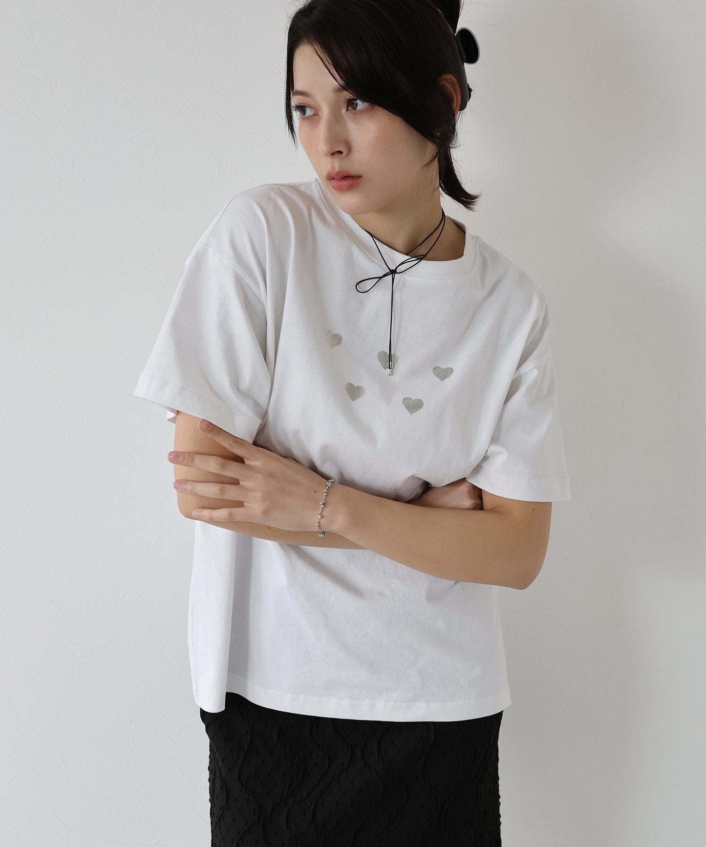箔ハートプリントTシャツ【ネコポス】