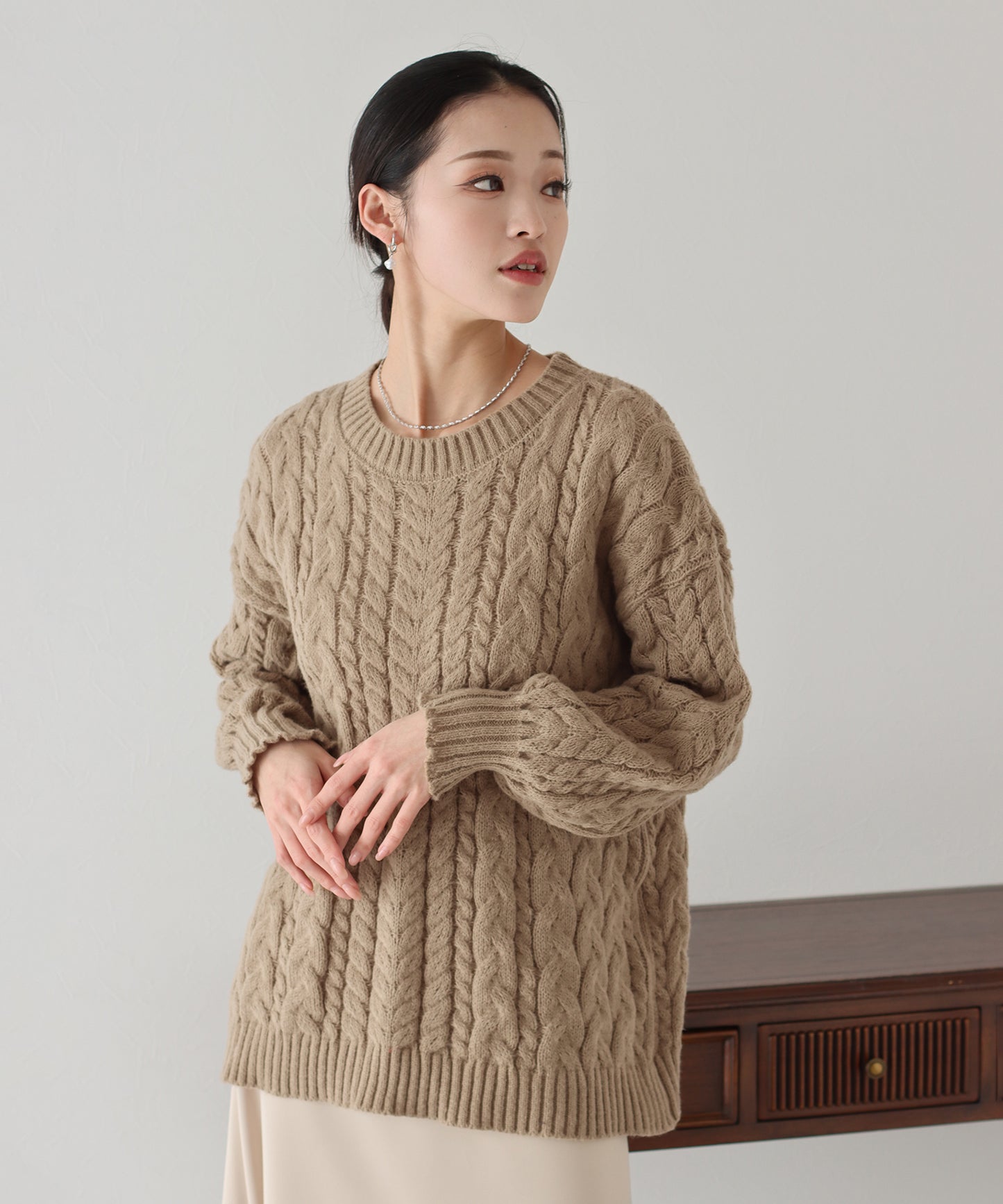 【SALE】ボリュームケーブルニット