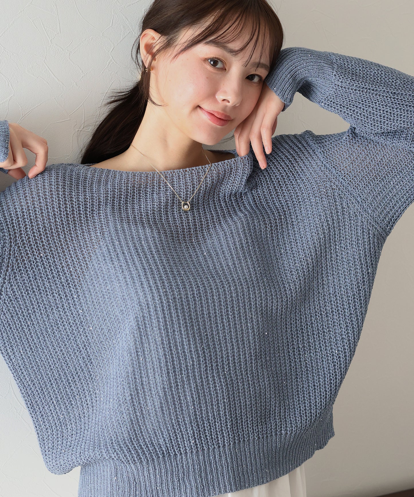 【TIME SALE】スパンコールメッシュニット