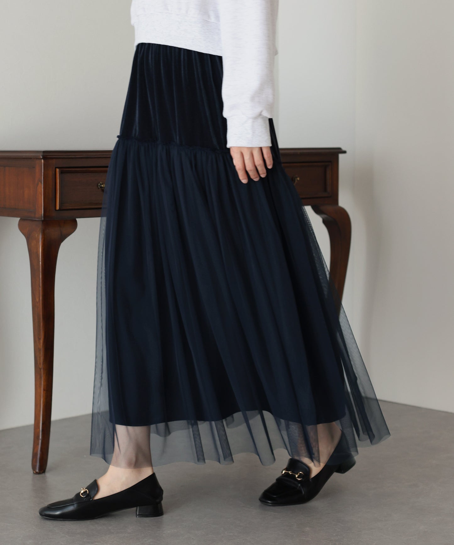 【SALE】チュールベロアティアードスカート