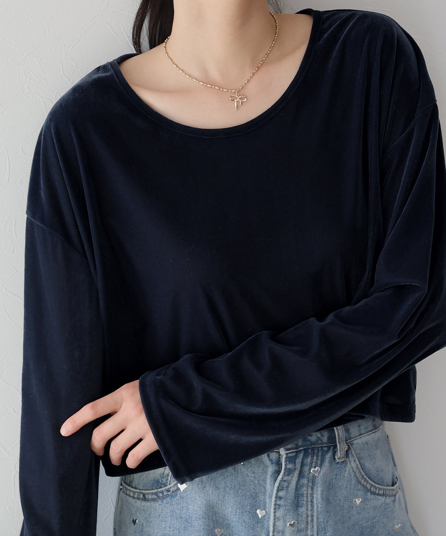 【SALE】シアーベロアショート丈ロンT【ネコポス】