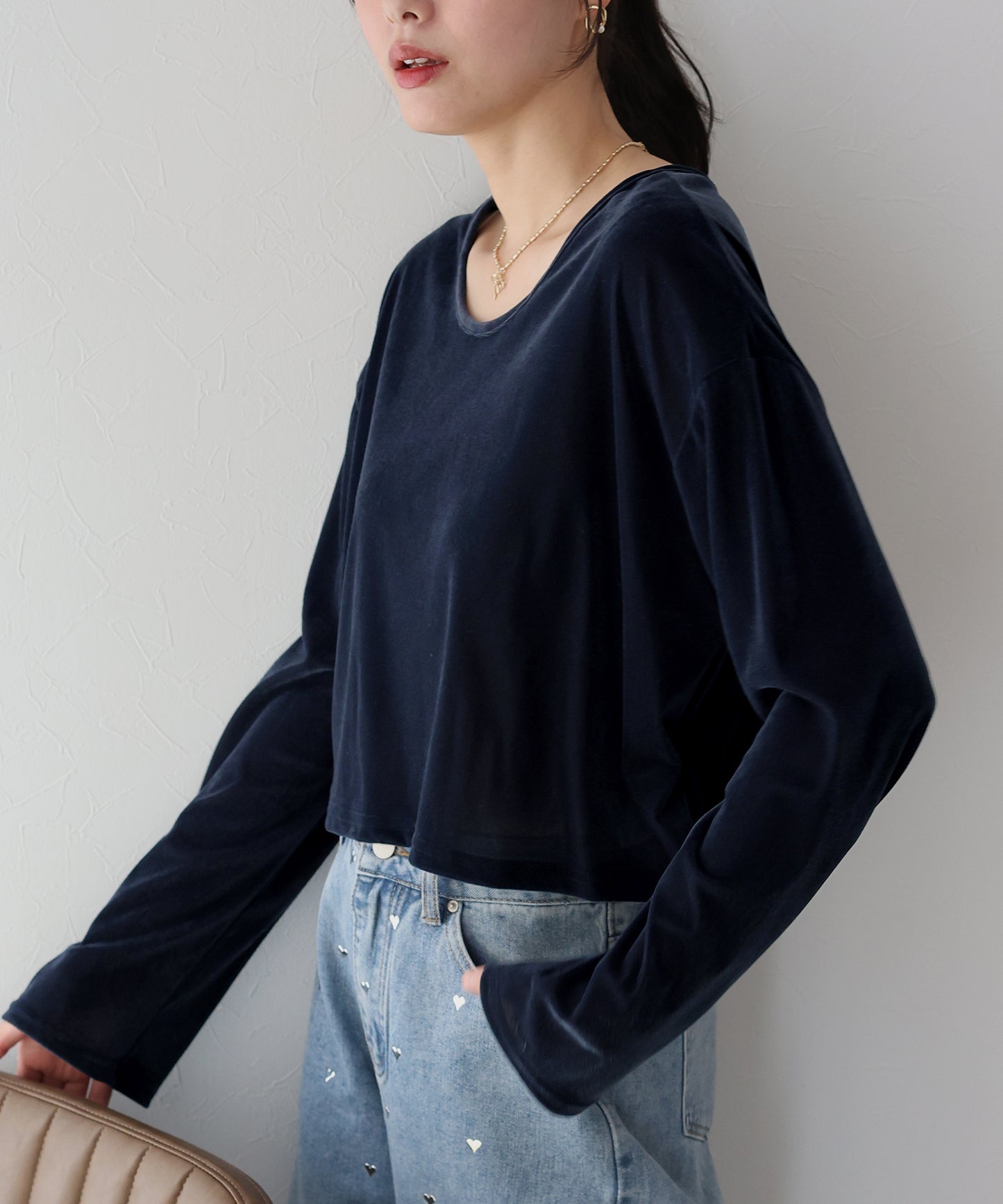 【SALE】シアーベロアショート丈ロンT【ネコポス】