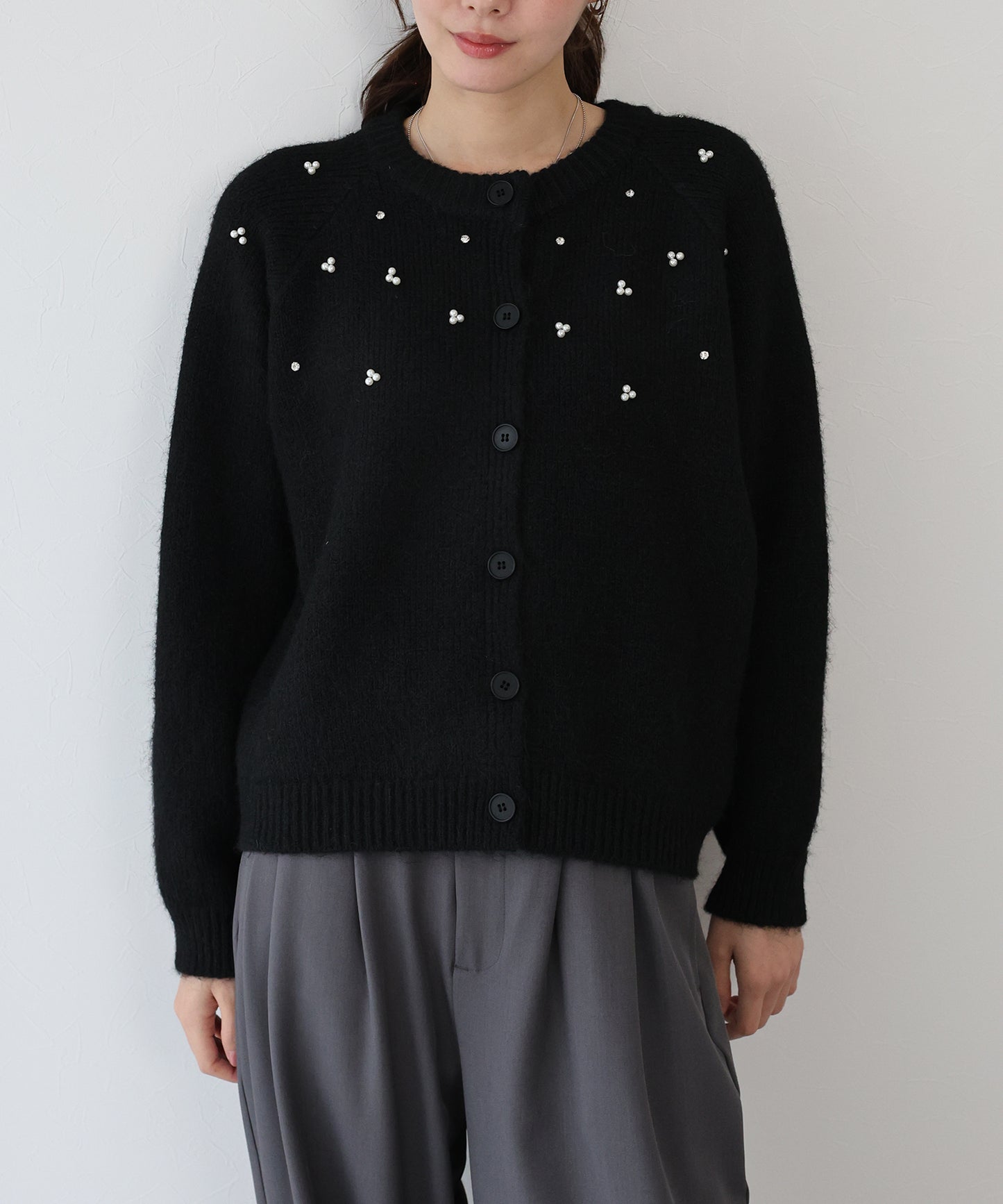 【早割5%OFF】パールビジューニットカーディガン