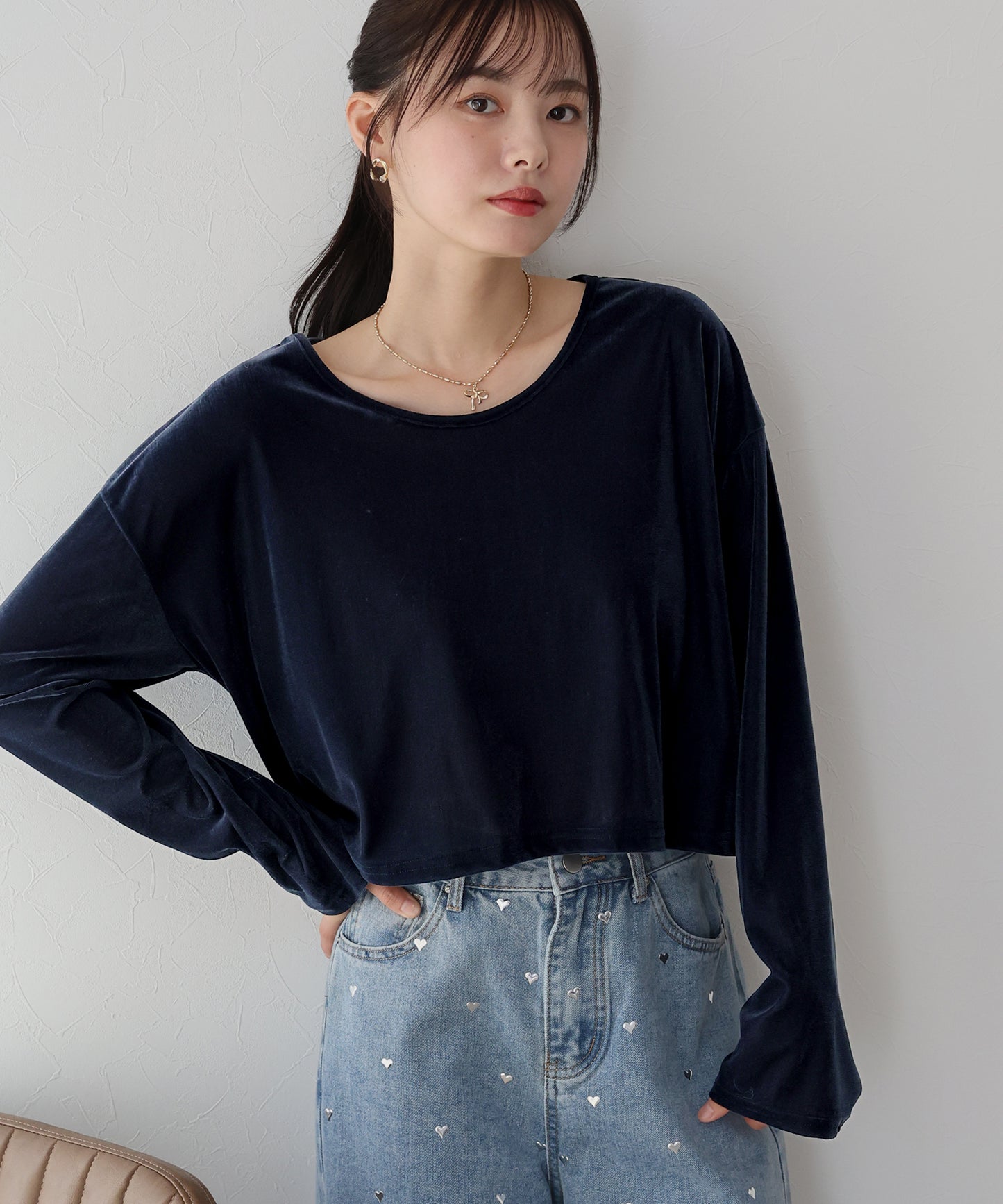 【SALE】シアーベロアショート丈ロンT【ネコポス】