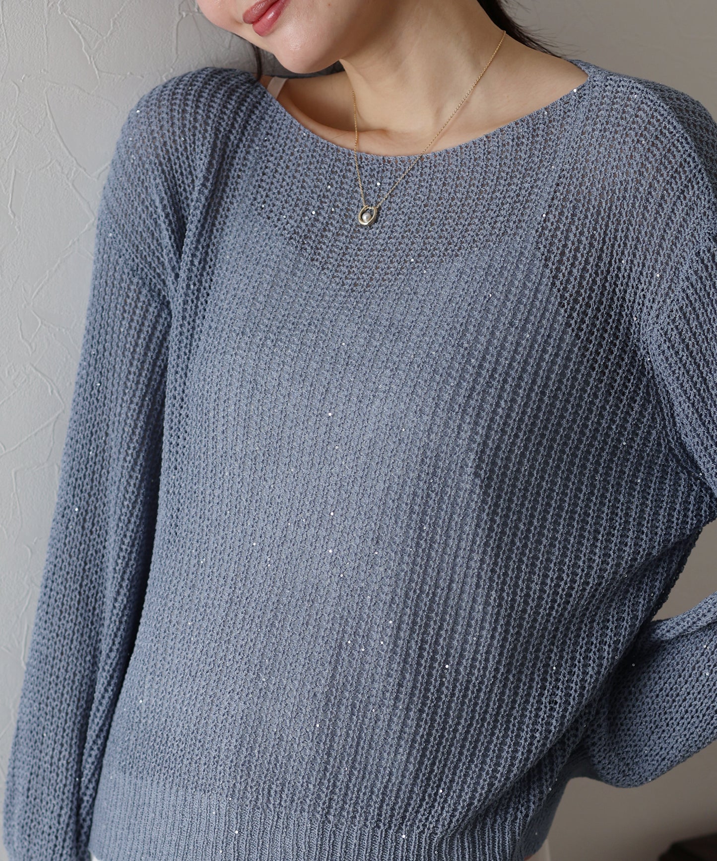 【TIME SALE】スパンコールメッシュニット