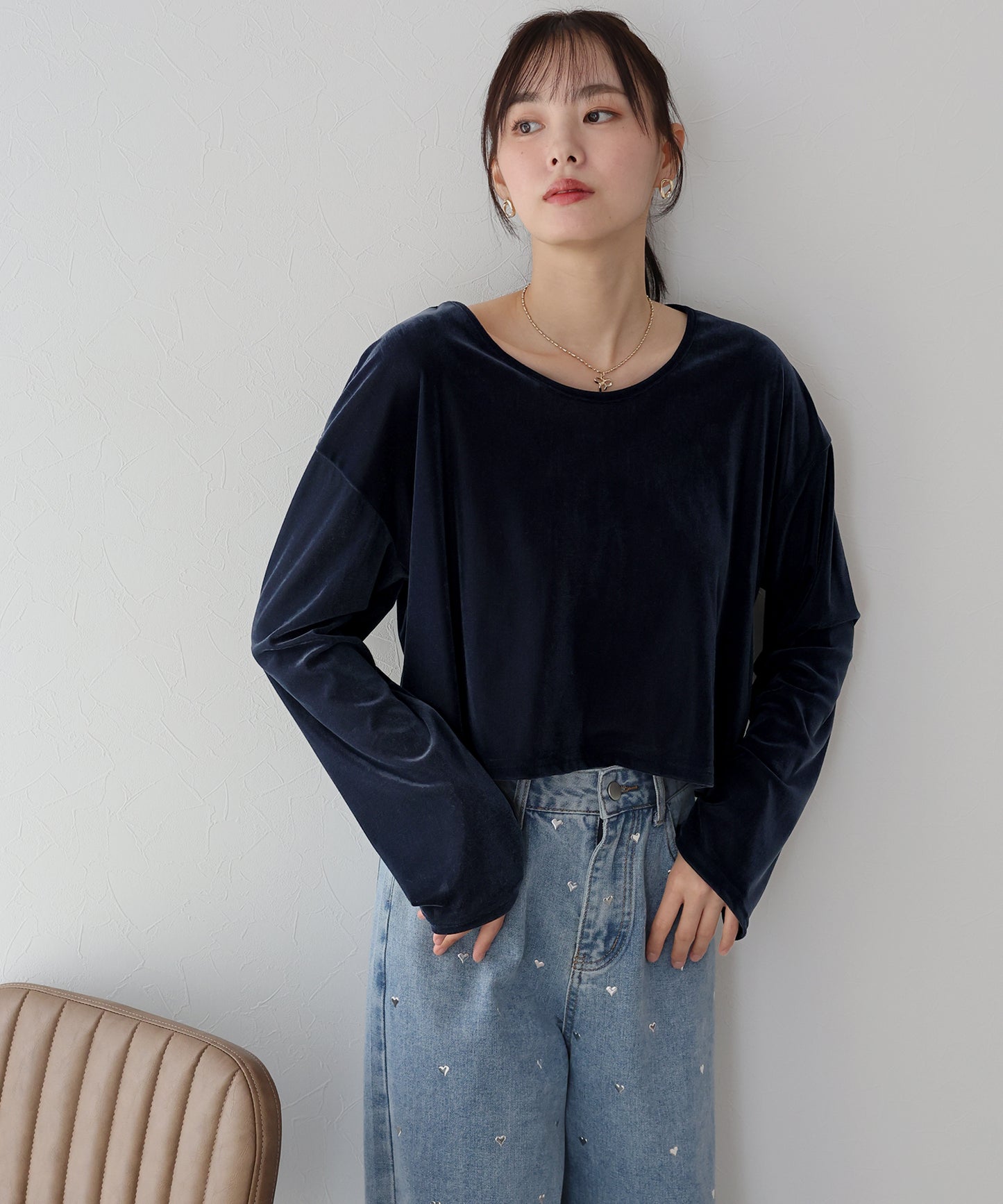 【SALE】シアーベロアショート丈ロンT【ネコポス】